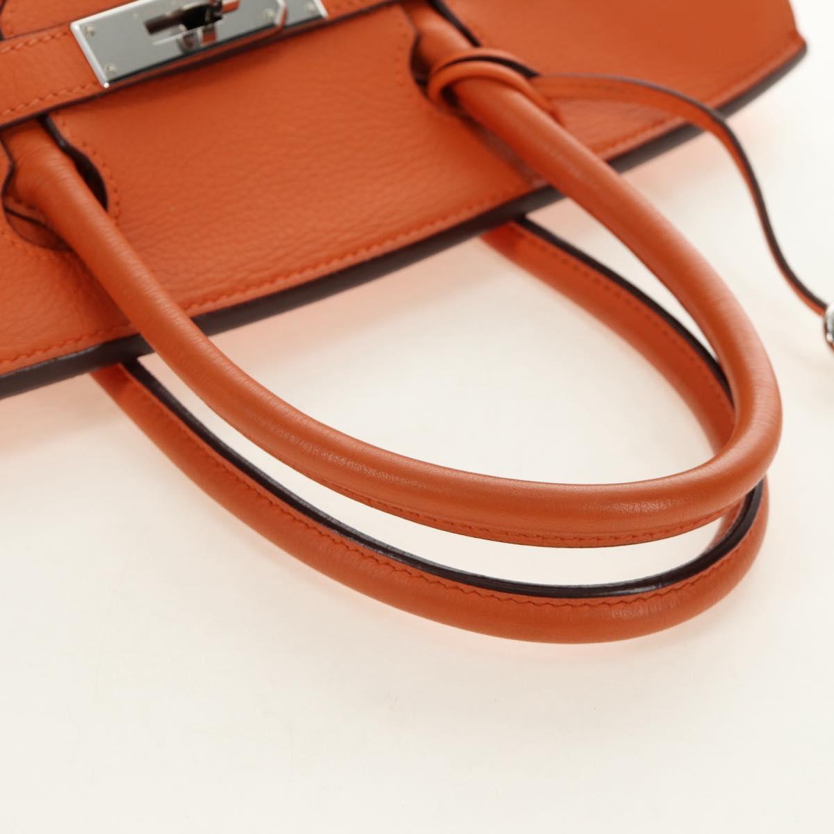HERMES Birkin 30 Hand Bag Taurillon Clemence Leather Orange Silver Auth 188988SM