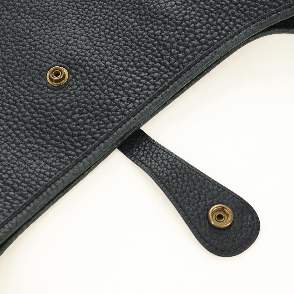 HERMES Evelyn 1 GM Bag Taurillon Leather Black Gold Auth 188991M