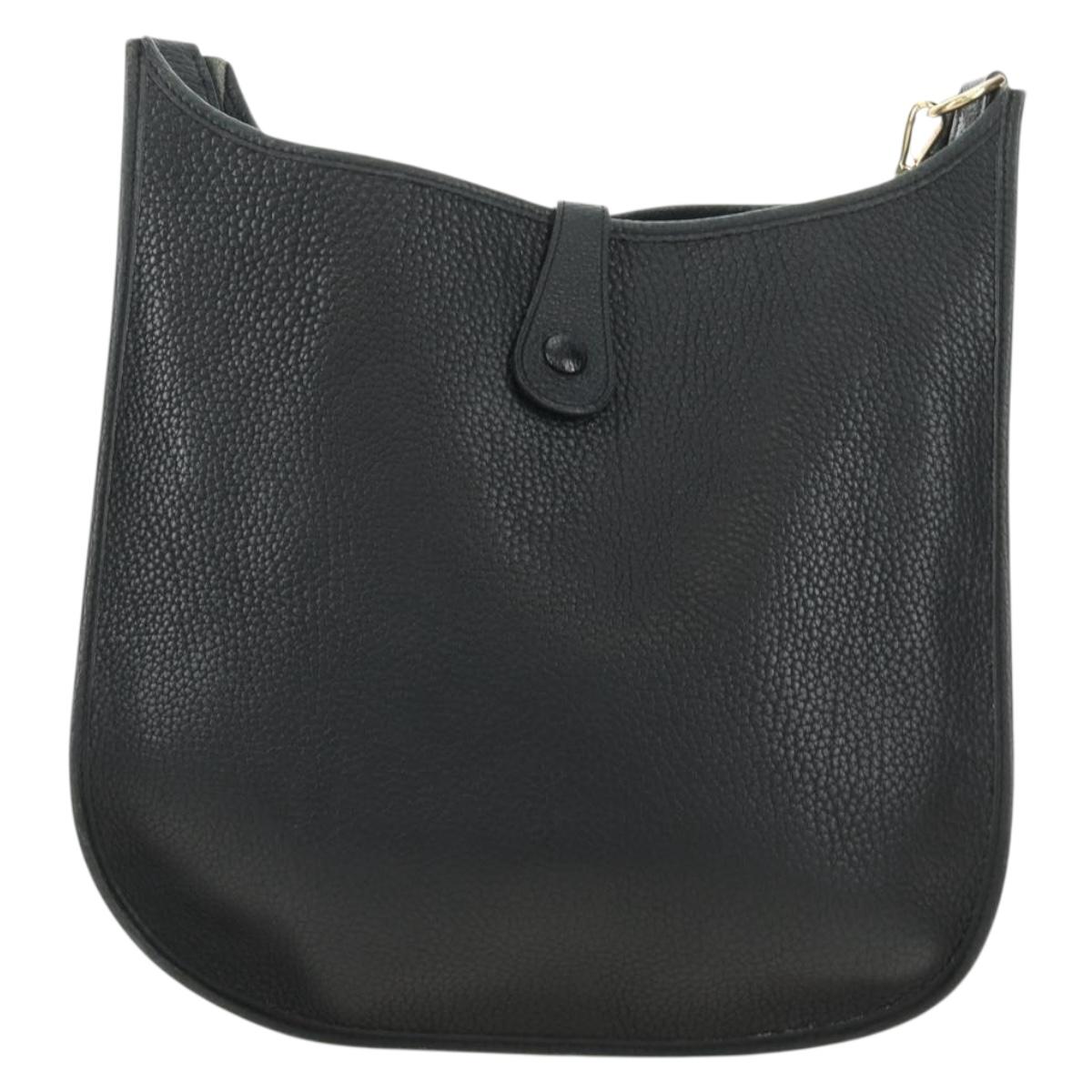 HERMES Evelyn 1 GM Bag Taurillon Leather Black Gold Auth 188991M
