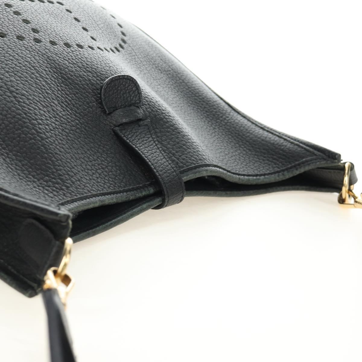 HERMES Evelyn 1 GM Bag Taurillon Leather Black Gold Auth 188991M