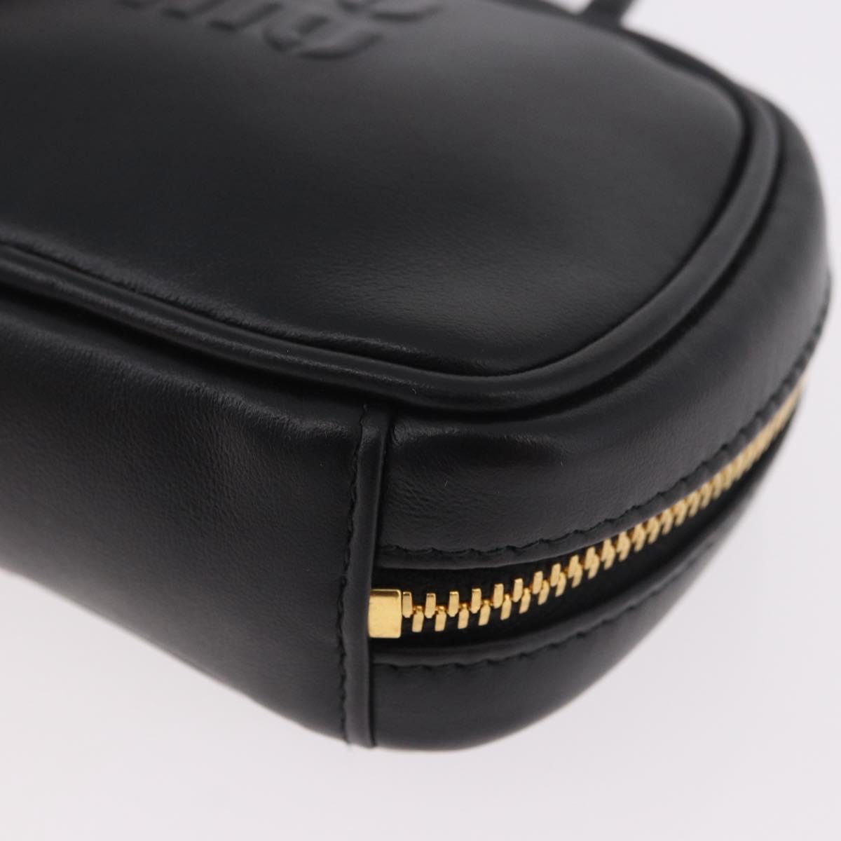 Miu Miu Matelasse Pouch Bag Charm Leather Black Gold Auth 188997M