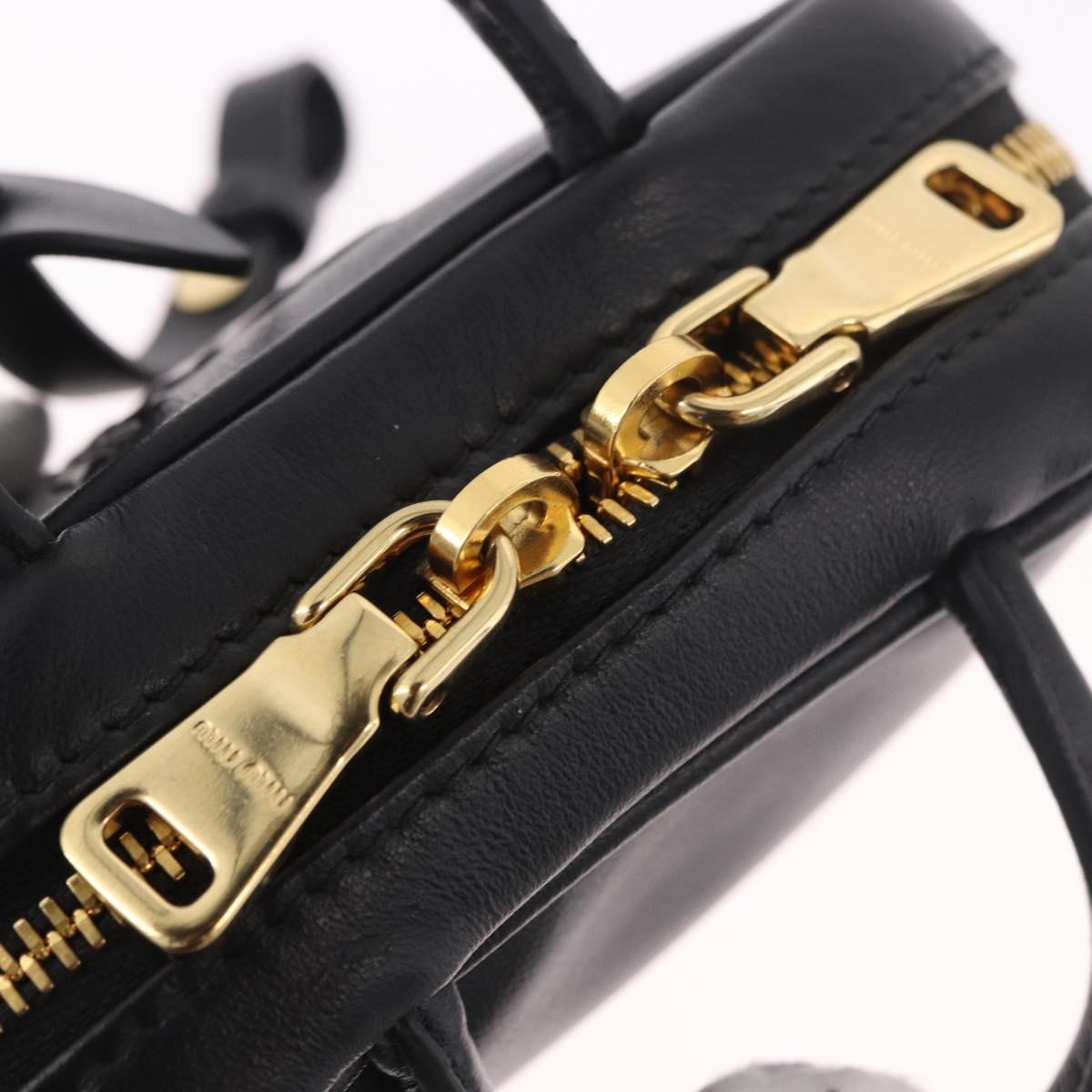 Miu Miu Matelasse Pouch Bag Charm Leather Black Gold Auth 188997M