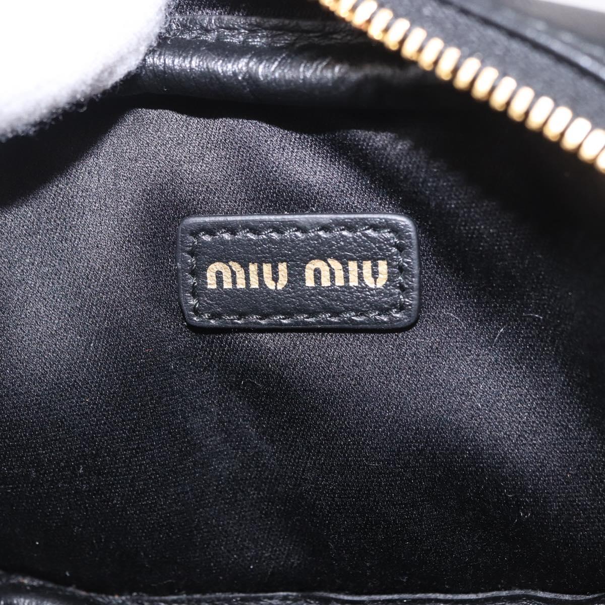 Miu Miu Matelasse Pouch Bag Charm Leather Black Gold Auth 188997M