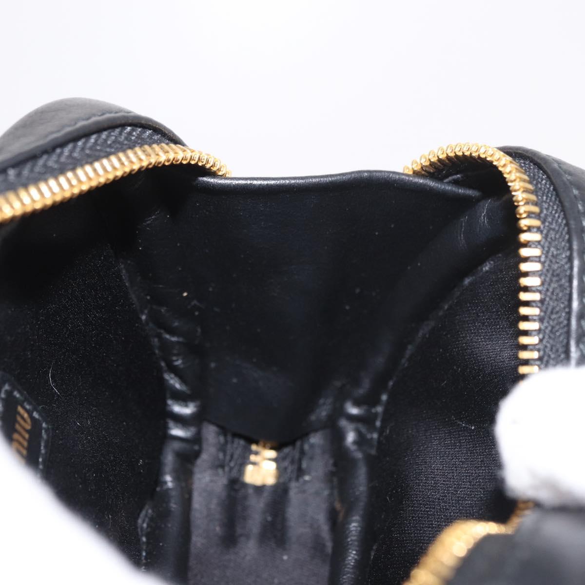 Miu Miu Matelasse Pouch Bag Charm Leather Black Gold Auth 188997M