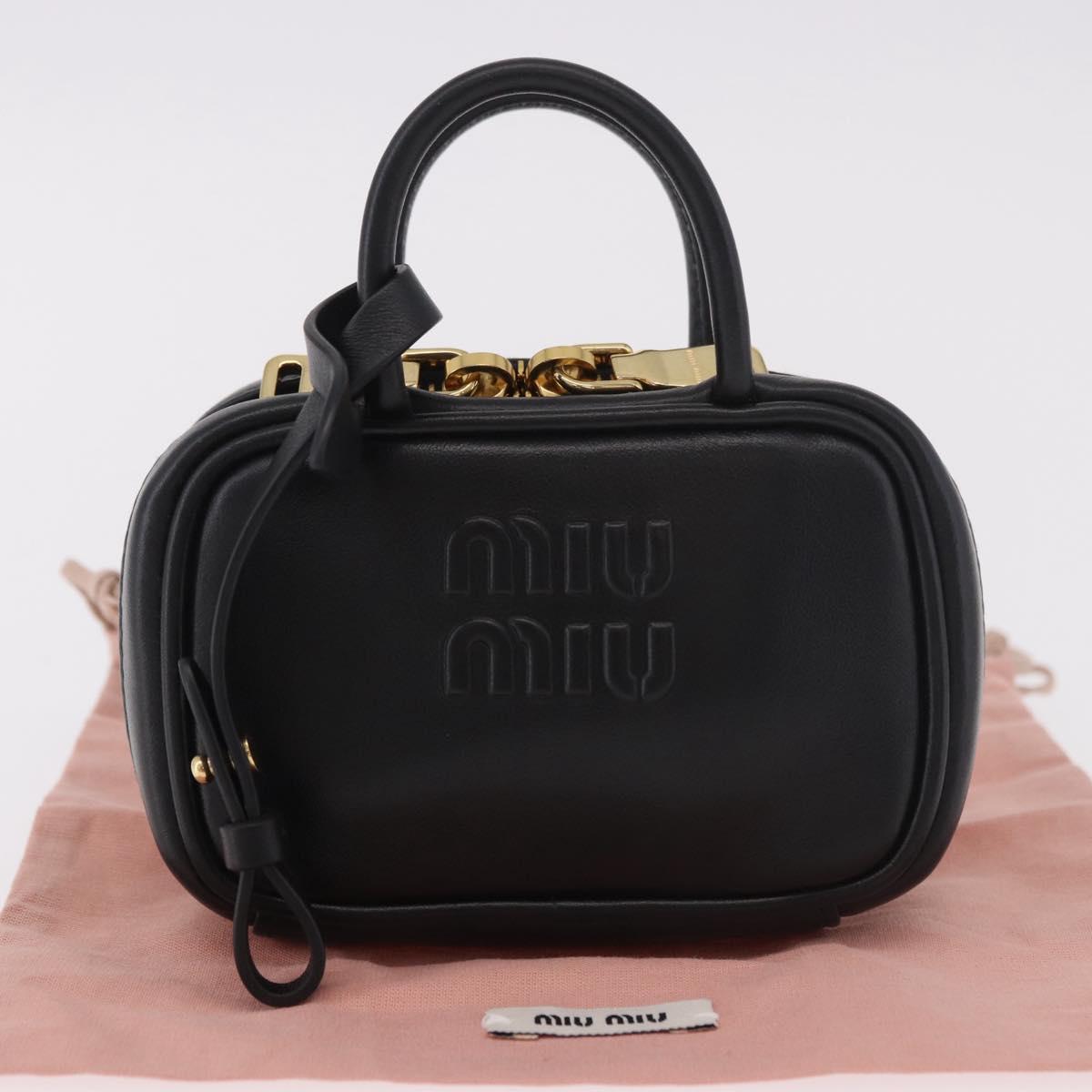 Miu Miu Matelasse Pouch Bag Charm Leather Black Gold Auth 188997M