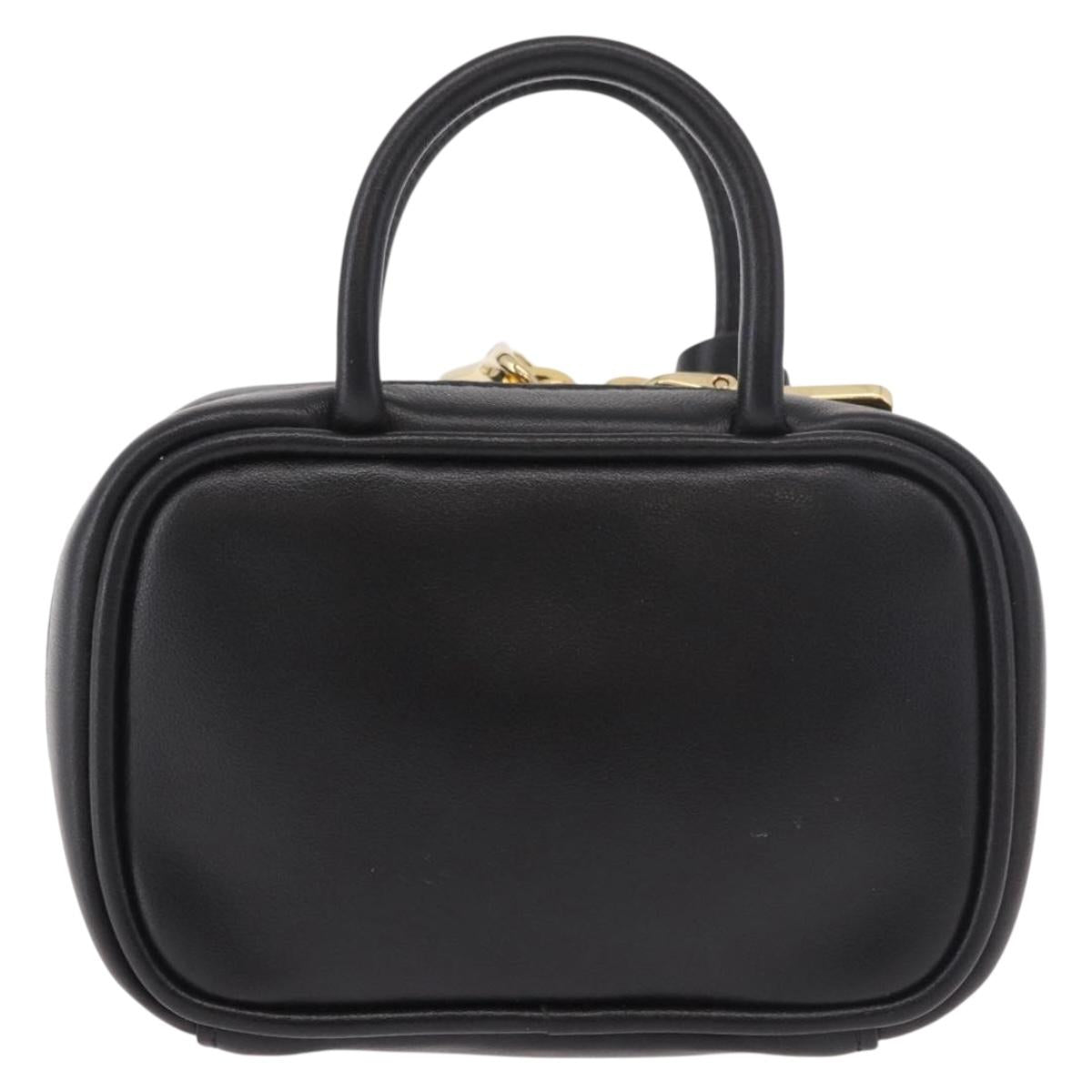 Miu Miu Matelasse Pouch Bag Charm Leather Black Gold Auth 188997M