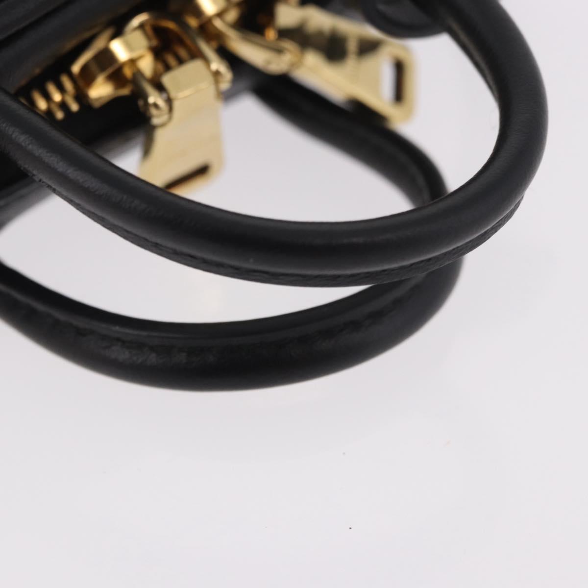 Miu Miu Matelasse Pouch Bag Charm Leather Black Gold Auth 188997M