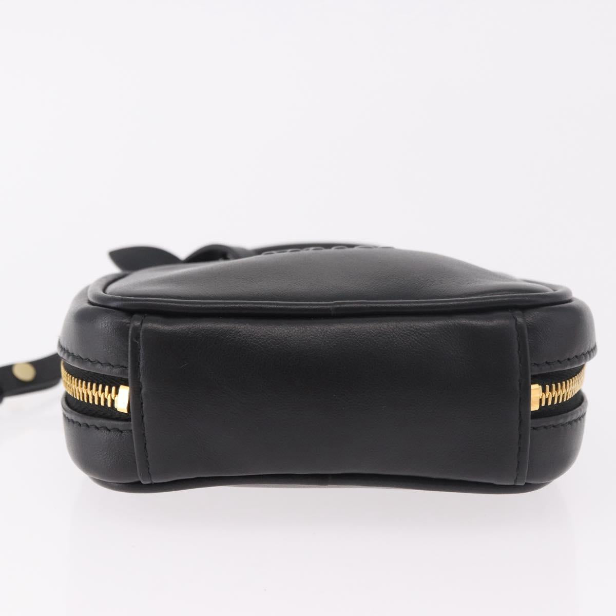 Miu Miu Matelasse Pouch Bag Charm Leather Black Gold Auth 188997M