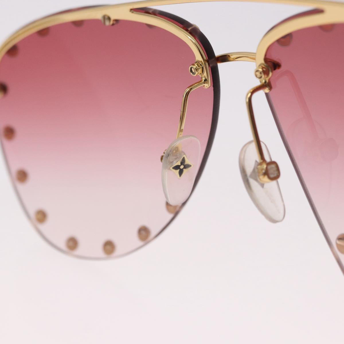 LOUIS VUITTON The Party Sunglasses metal Gold Tone Z2350U LV Auth 189007