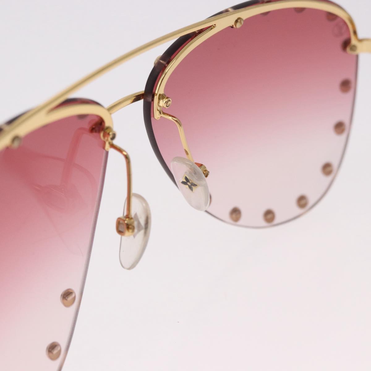 LOUIS VUITTON The Party Sunglasses metal Gold Tone Z2350U LV Auth 189007