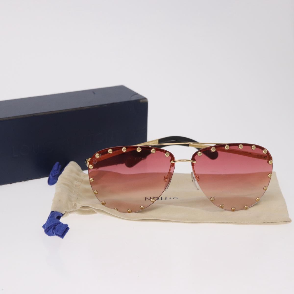 LOUIS VUITTON The Party Sunglasses metal Gold Tone Z2350U LV Auth 189007