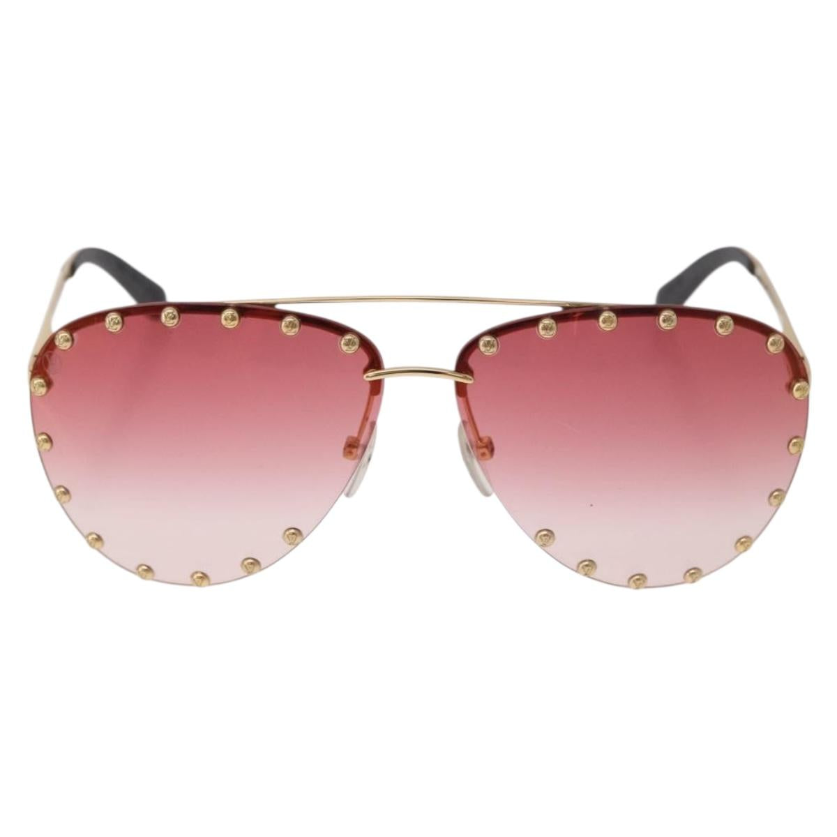 LOUIS VUITTON The Party Sunglasses metal Gold Tone Z2350U LV Auth 189007