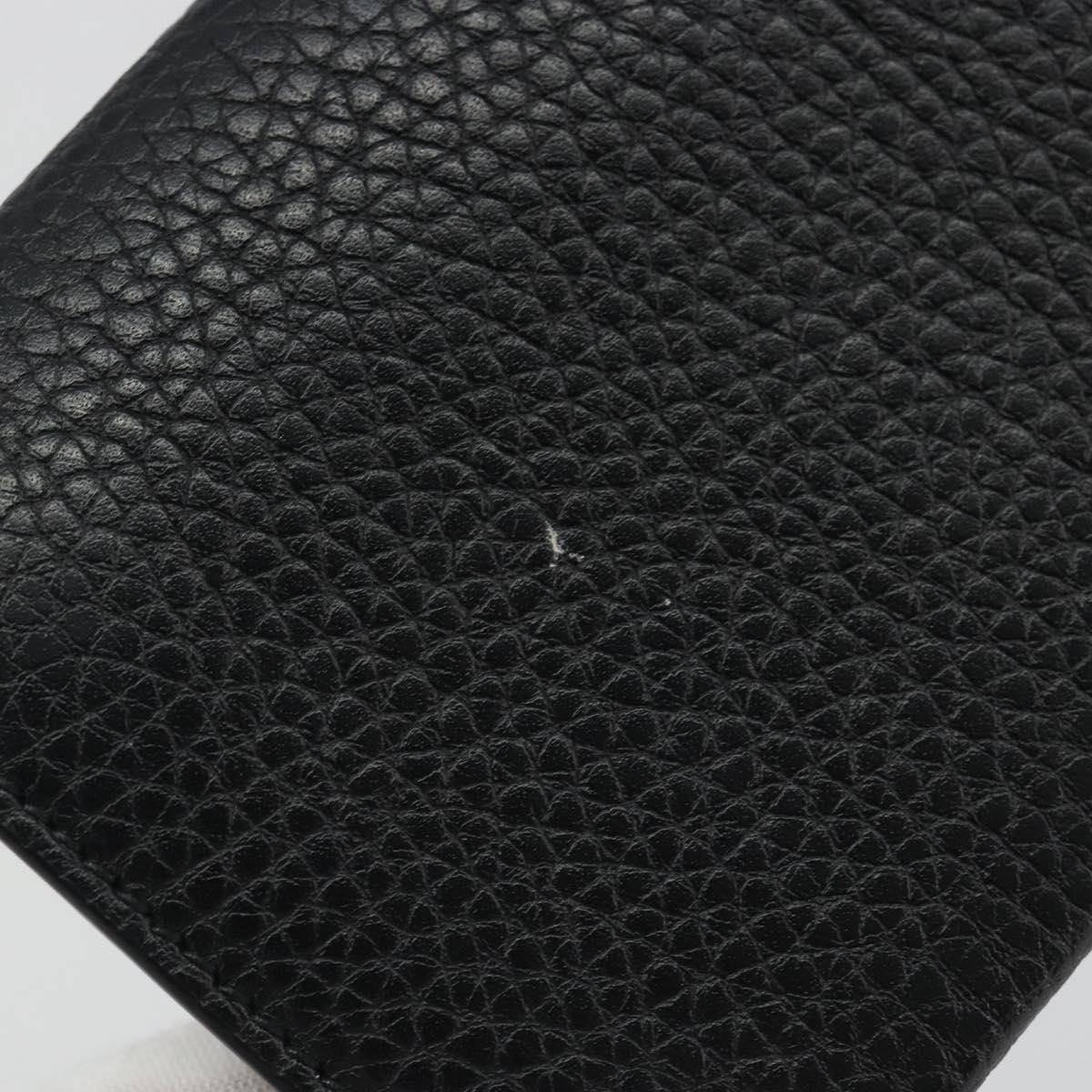 GUCCI Card Case Leather Black Silver Auth 189021A