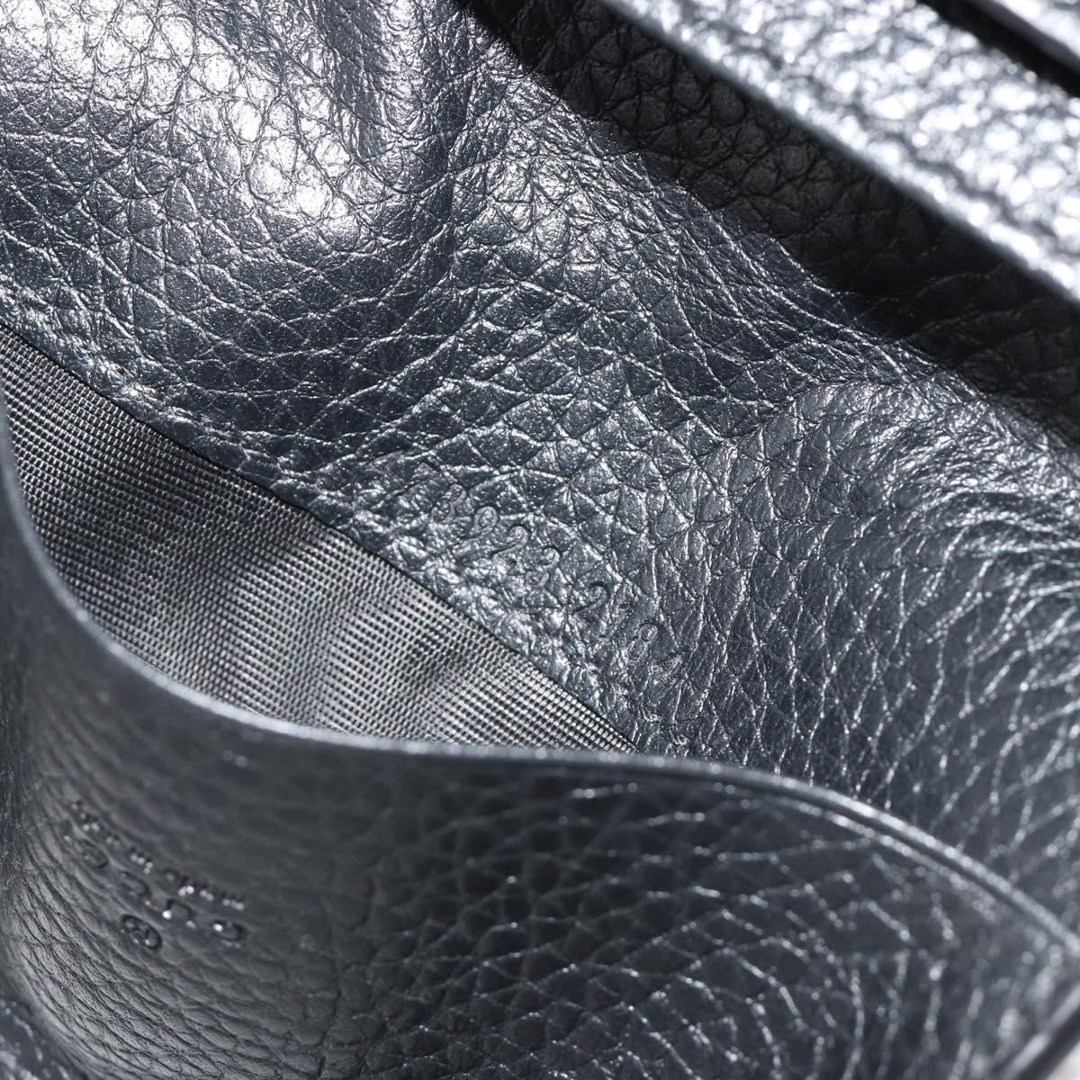 GUCCI Card Case Leather Black Silver Auth 189021A