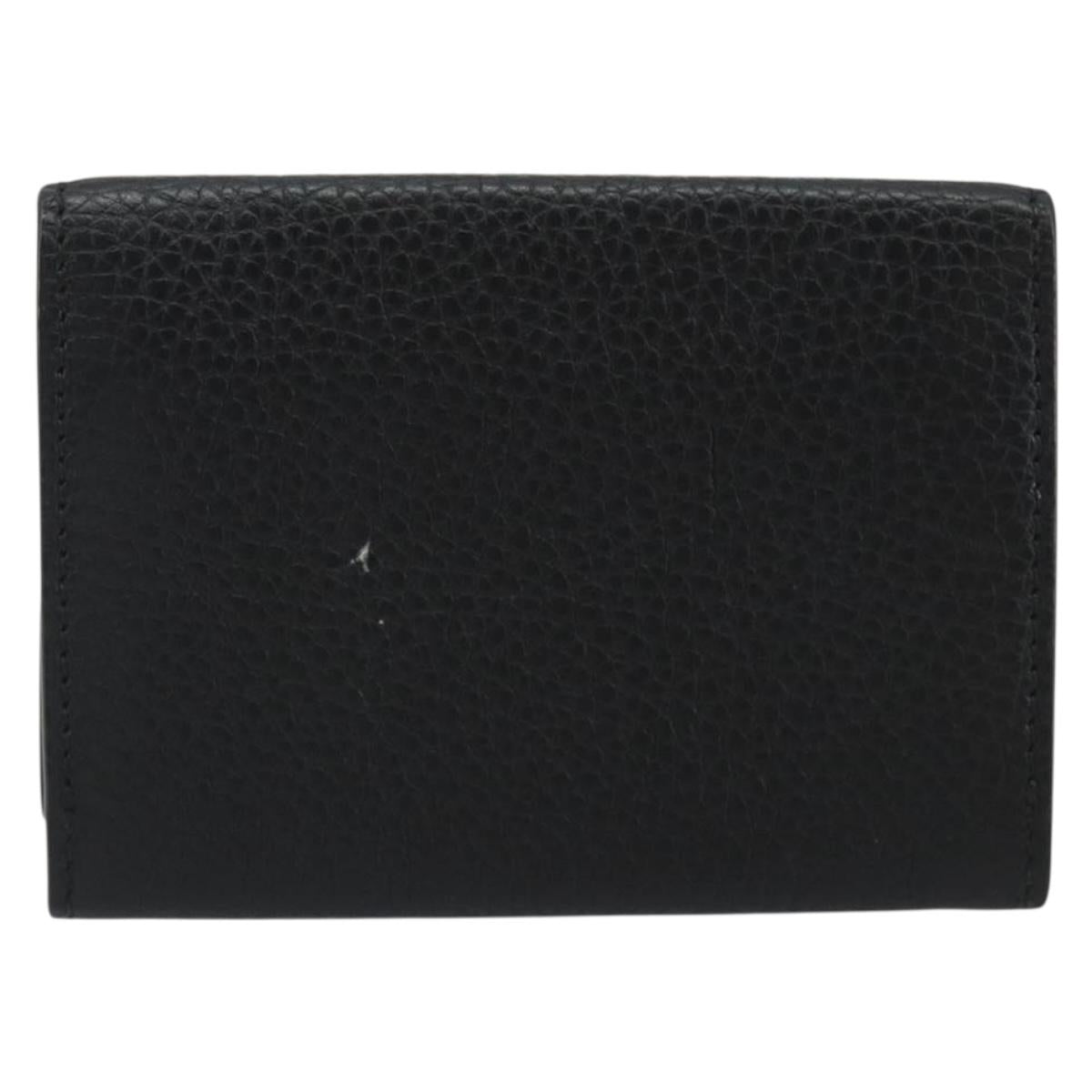 GUCCI Card Case Leather Black Silver Auth 189021A