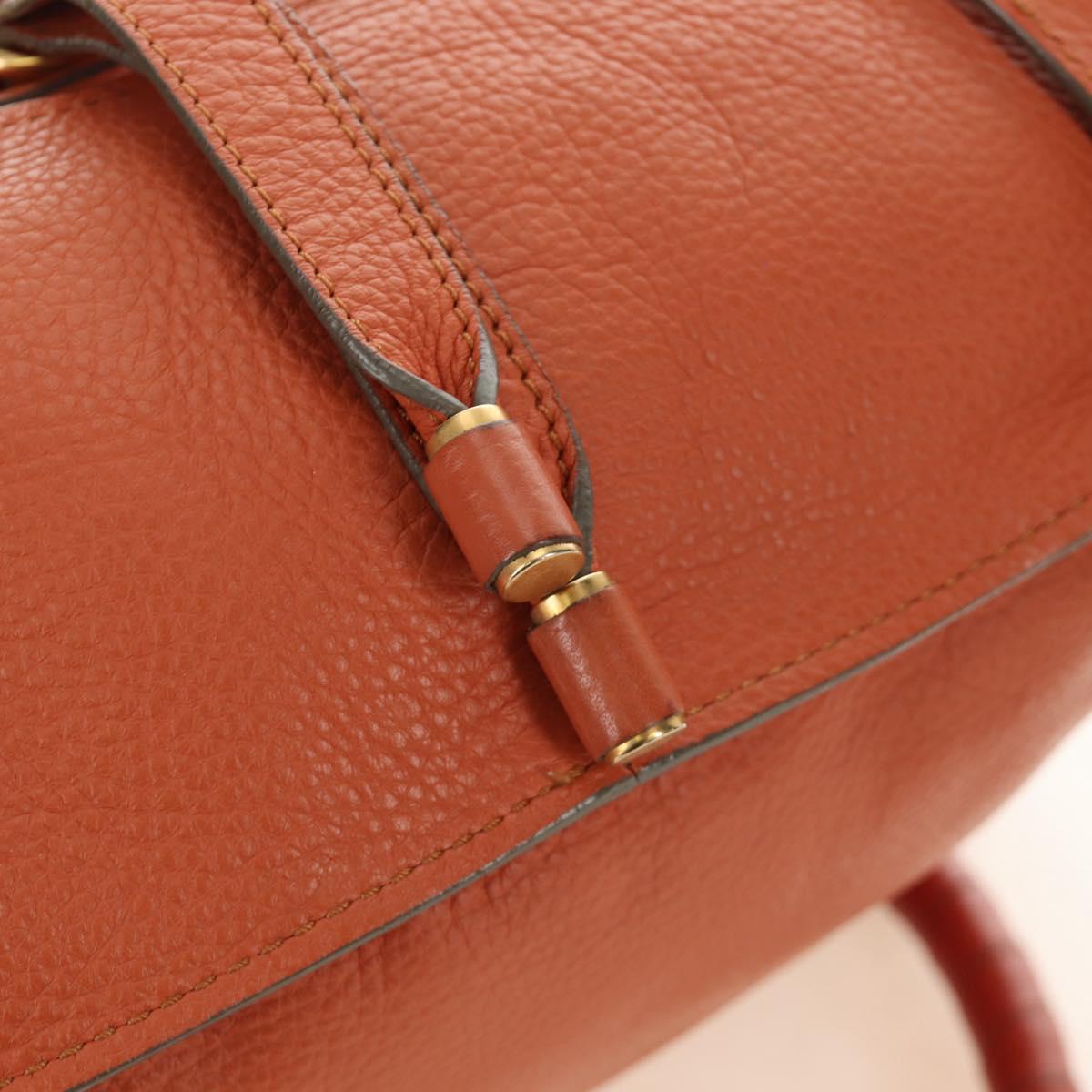 Chloe Marcie Hand Bag Leather 2way Orange Gold Auth 189042A