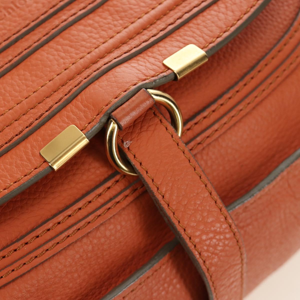 Chloe Marcie Hand Bag Leather 2way Orange Gold Auth 189042A