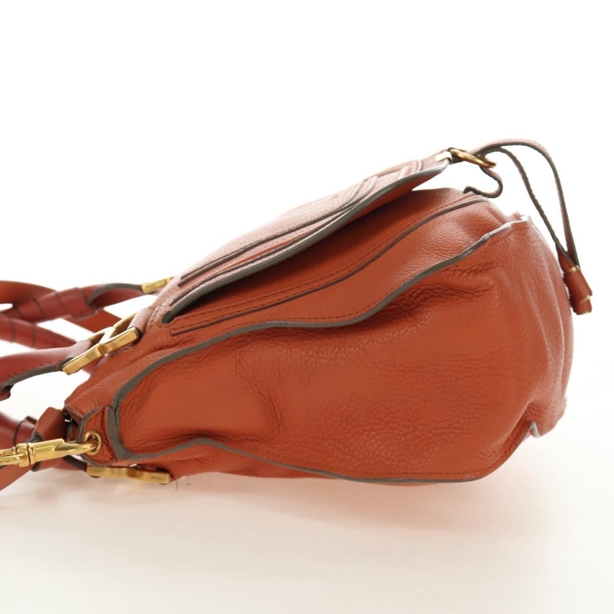 Chloe Marcie Hand Bag Leather 2way Orange Gold Auth 189042A