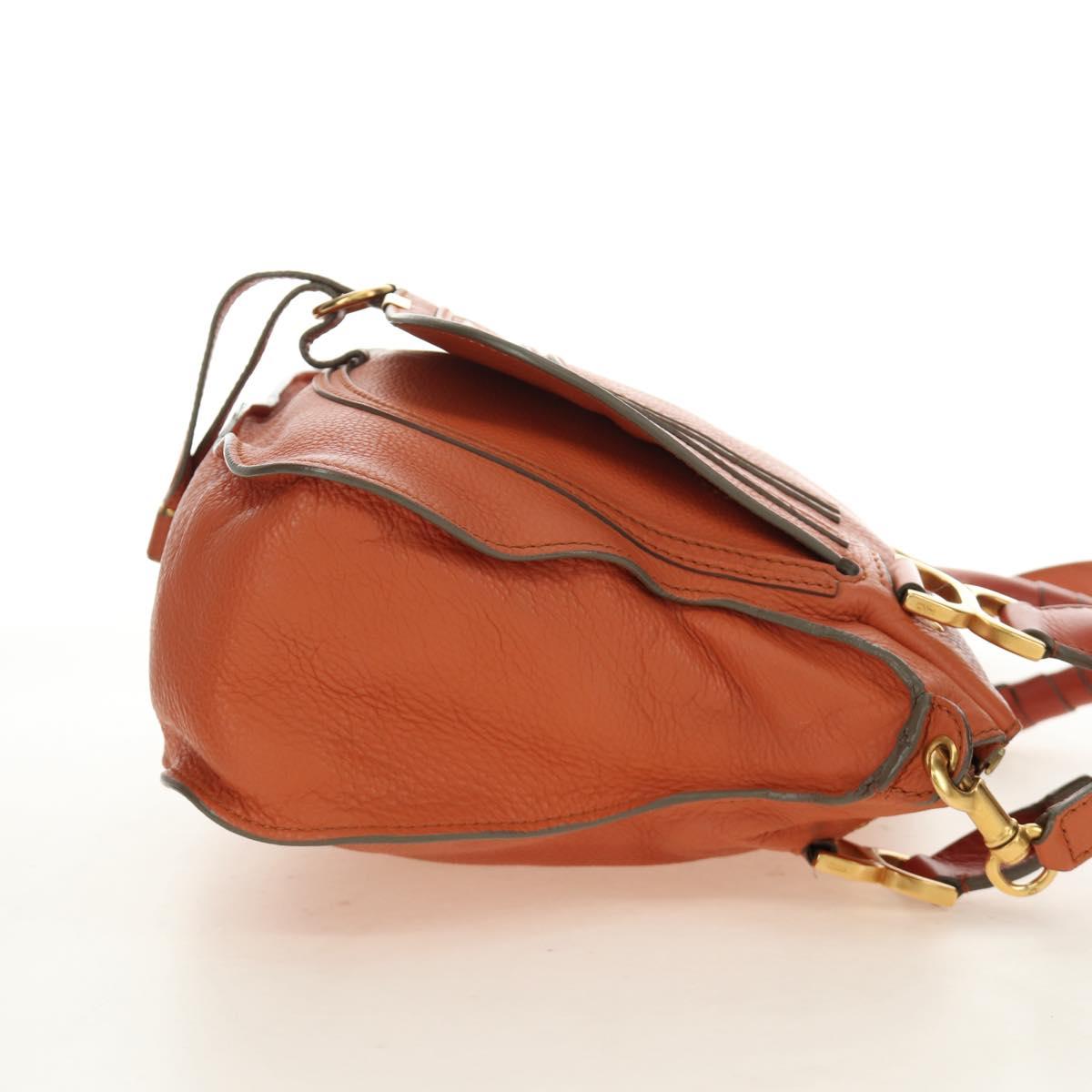 Chloe Marcie Hand Bag Leather 2way Orange Gold Auth 189042A