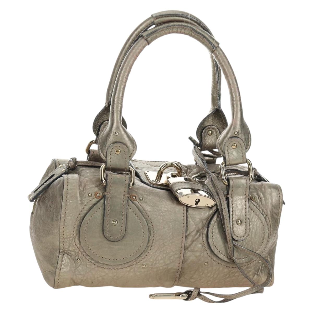 Chloe Paddington Hand Bag Leather Silver Gold Auth 189043M