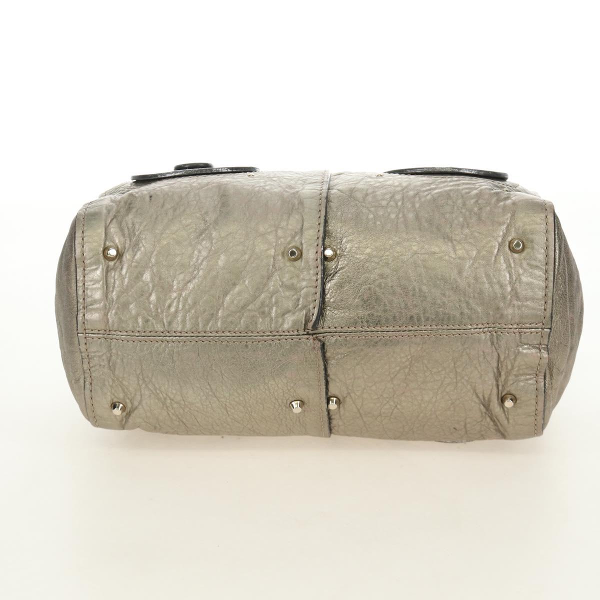 Chloe Paddington Hand Bag Leather Silver Gold Auth 189043M