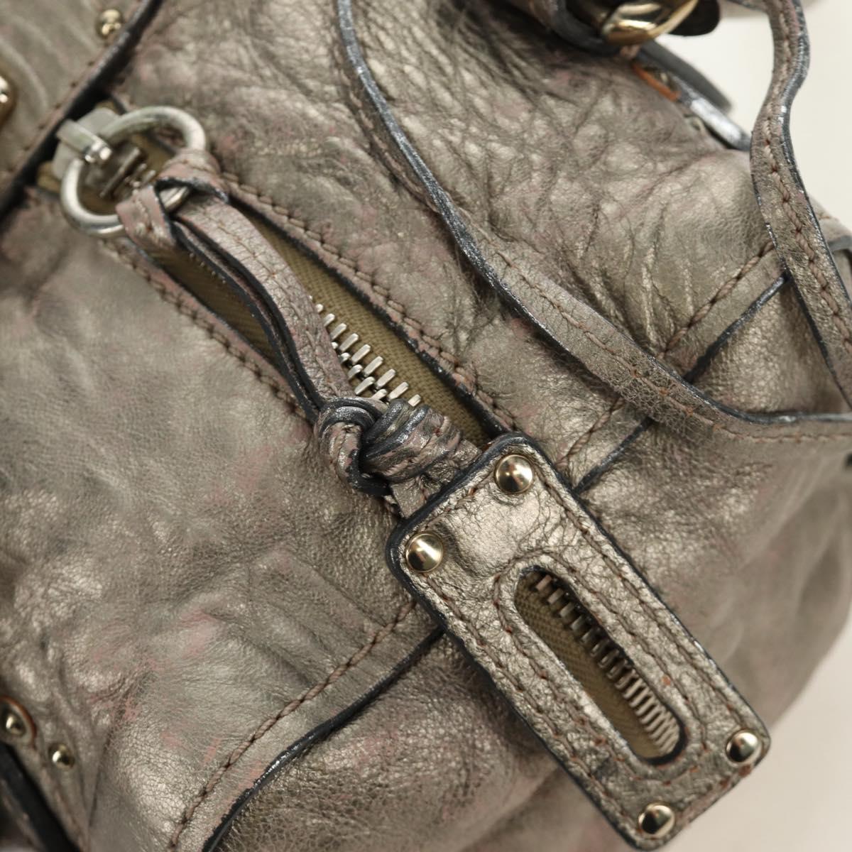 Chloe Paddington Hand Bag Leather Silver Gold Auth 189043M