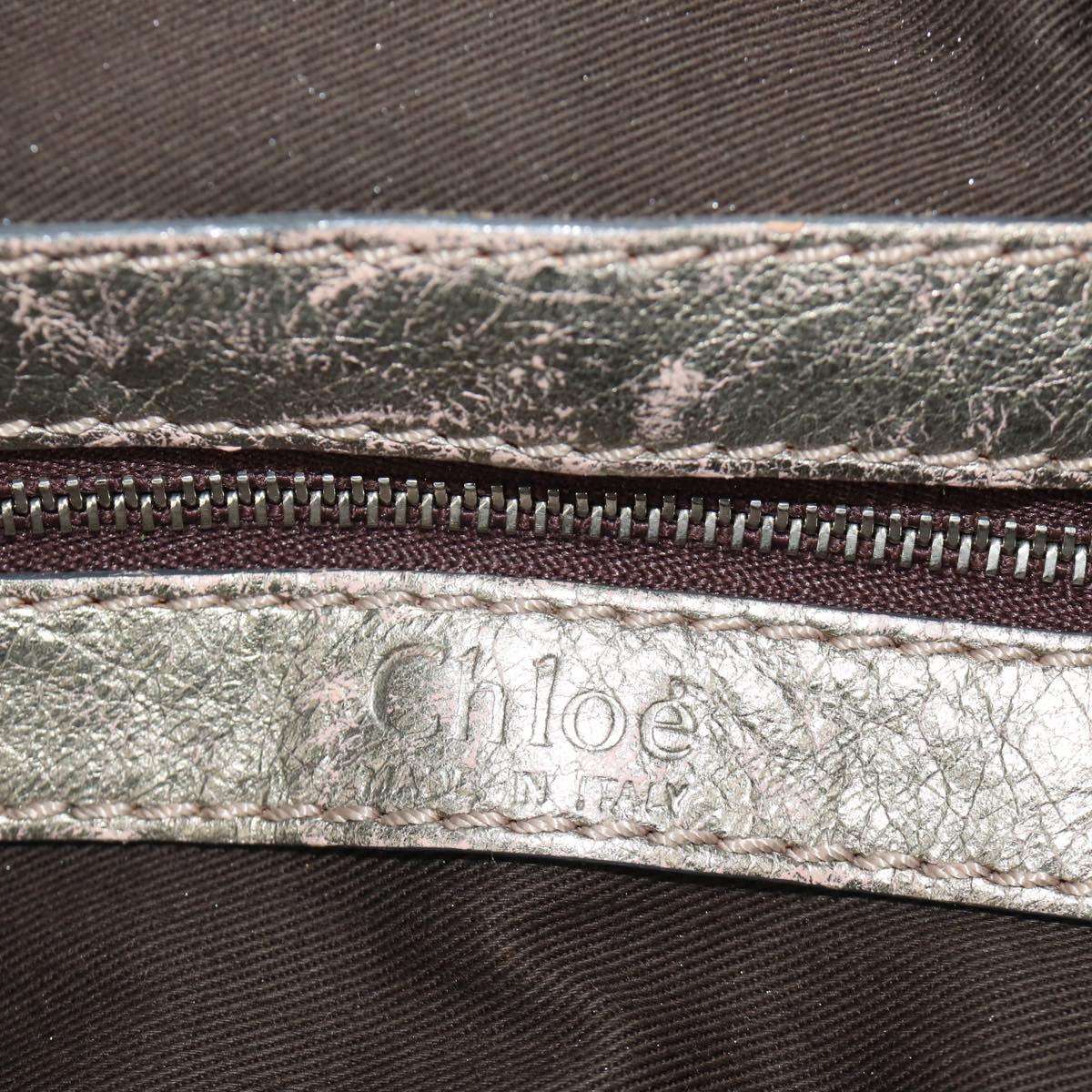 Chloe Paddington Hand Bag Leather Silver Gold Auth 189043M