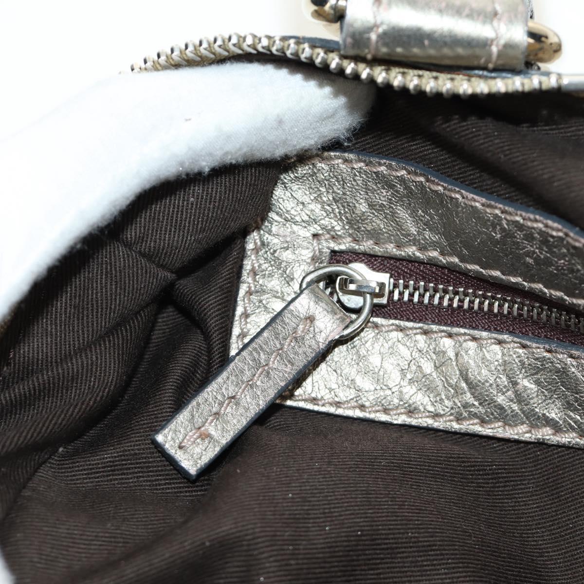Chloe Paddington Hand Bag Leather Silver Gold Auth 189043M