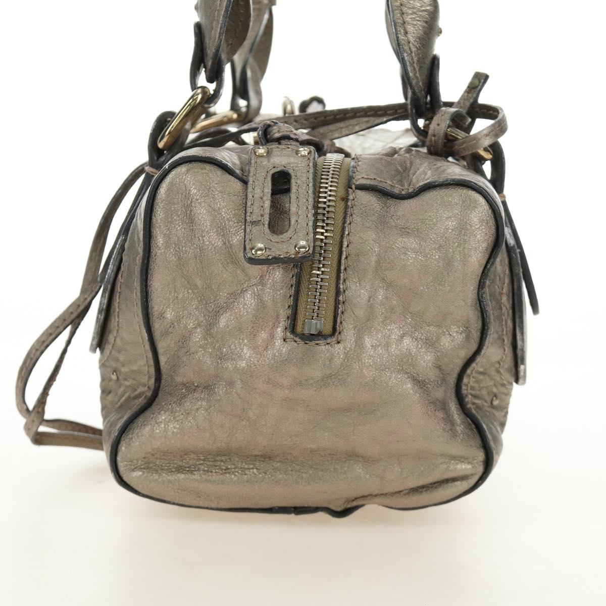 Chloe Paddington Hand Bag Leather Silver Gold Auth 189043M