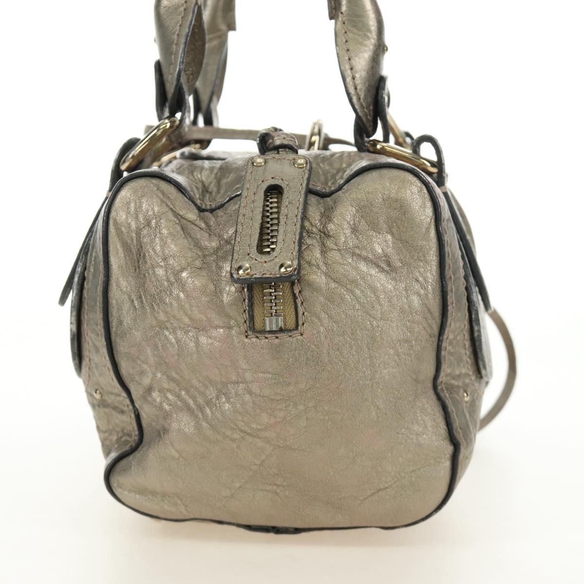 Chloe Paddington Hand Bag Leather Silver Gold Auth 189043M