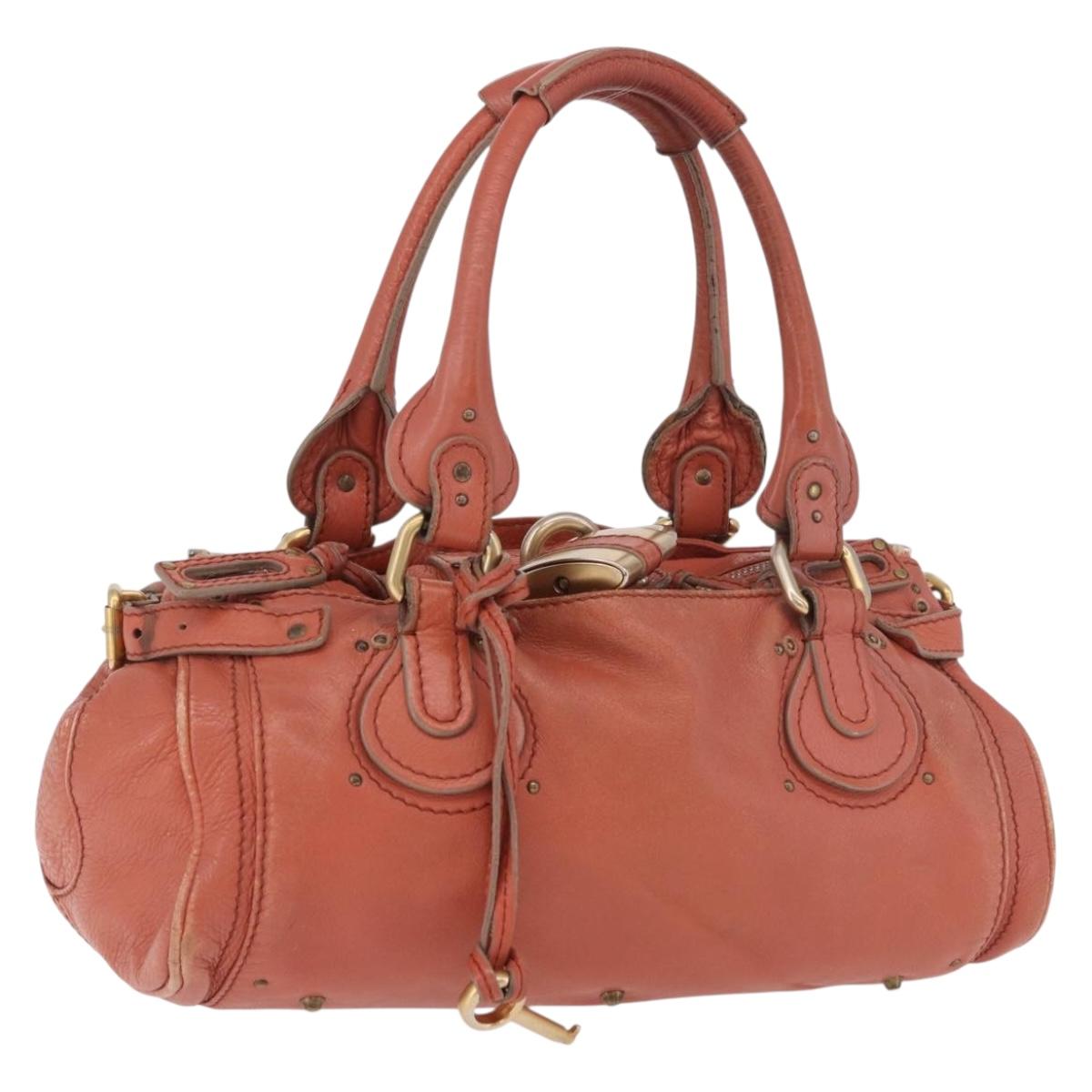 Chloe Paddington Hand Bag Leather Pink Gold Silver Auth 189045A