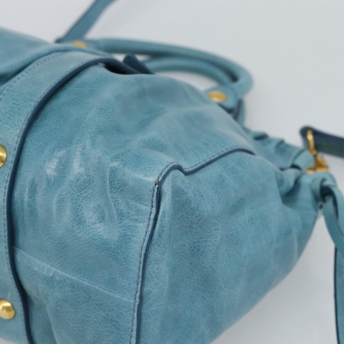 Miu Miu Hand Bag Leather 2way Blue Gold Auth 189047M