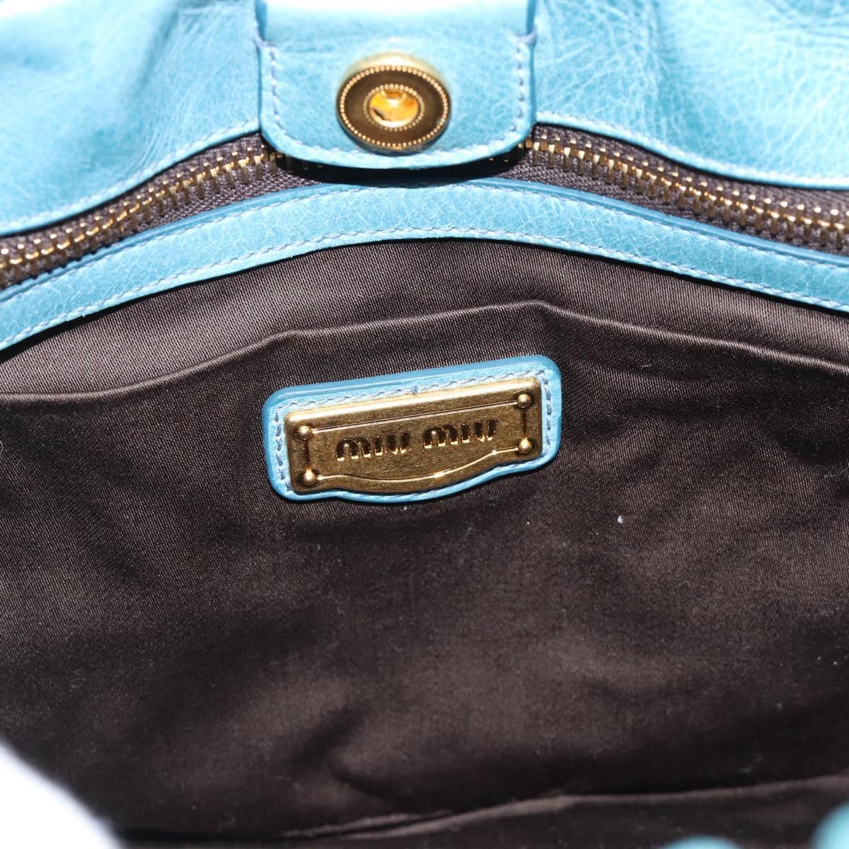 Miu Miu Hand Bag Leather 2way Blue Gold Auth 189047M
