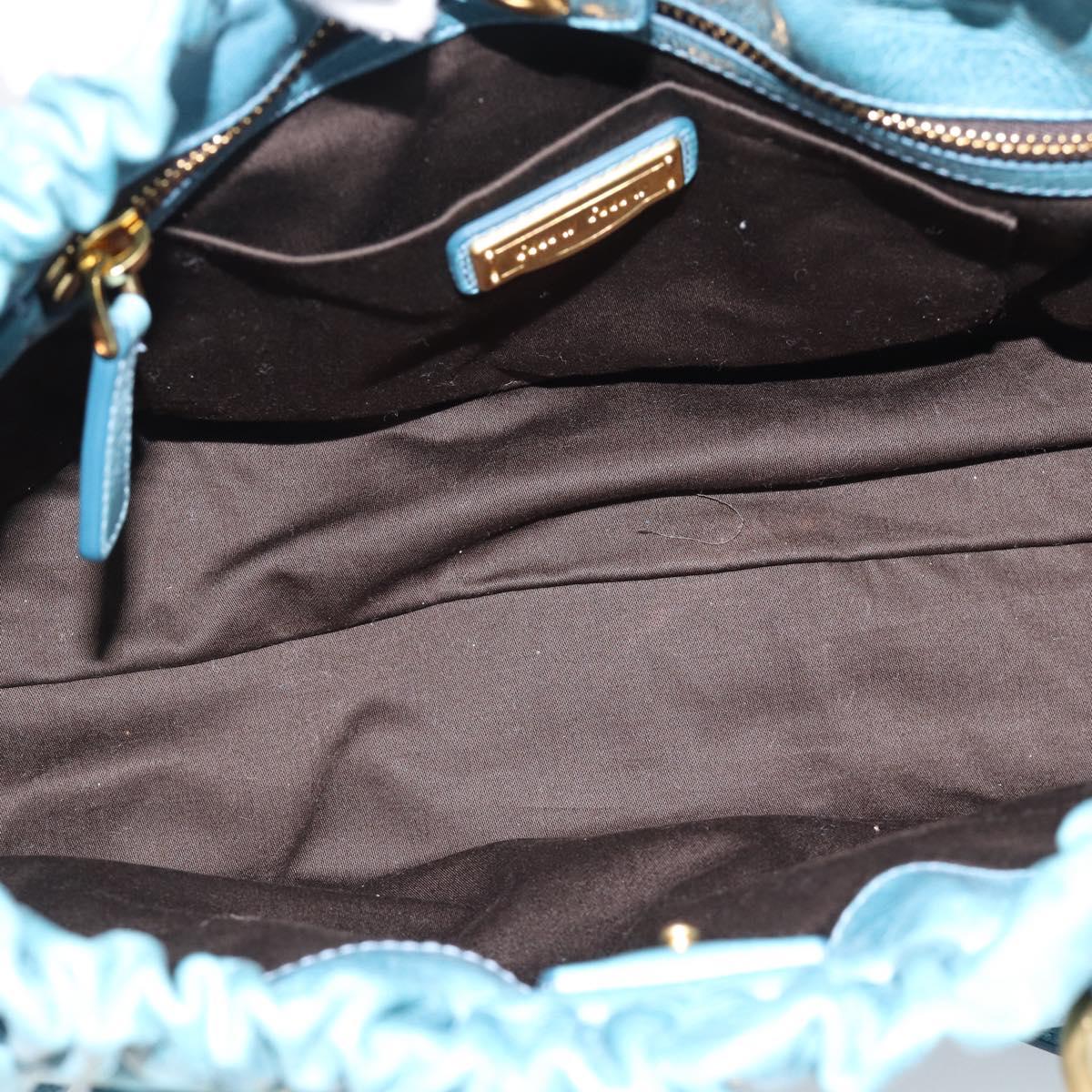 Miu Miu Hand Bag Leather 2way Blue Gold Auth 189047M