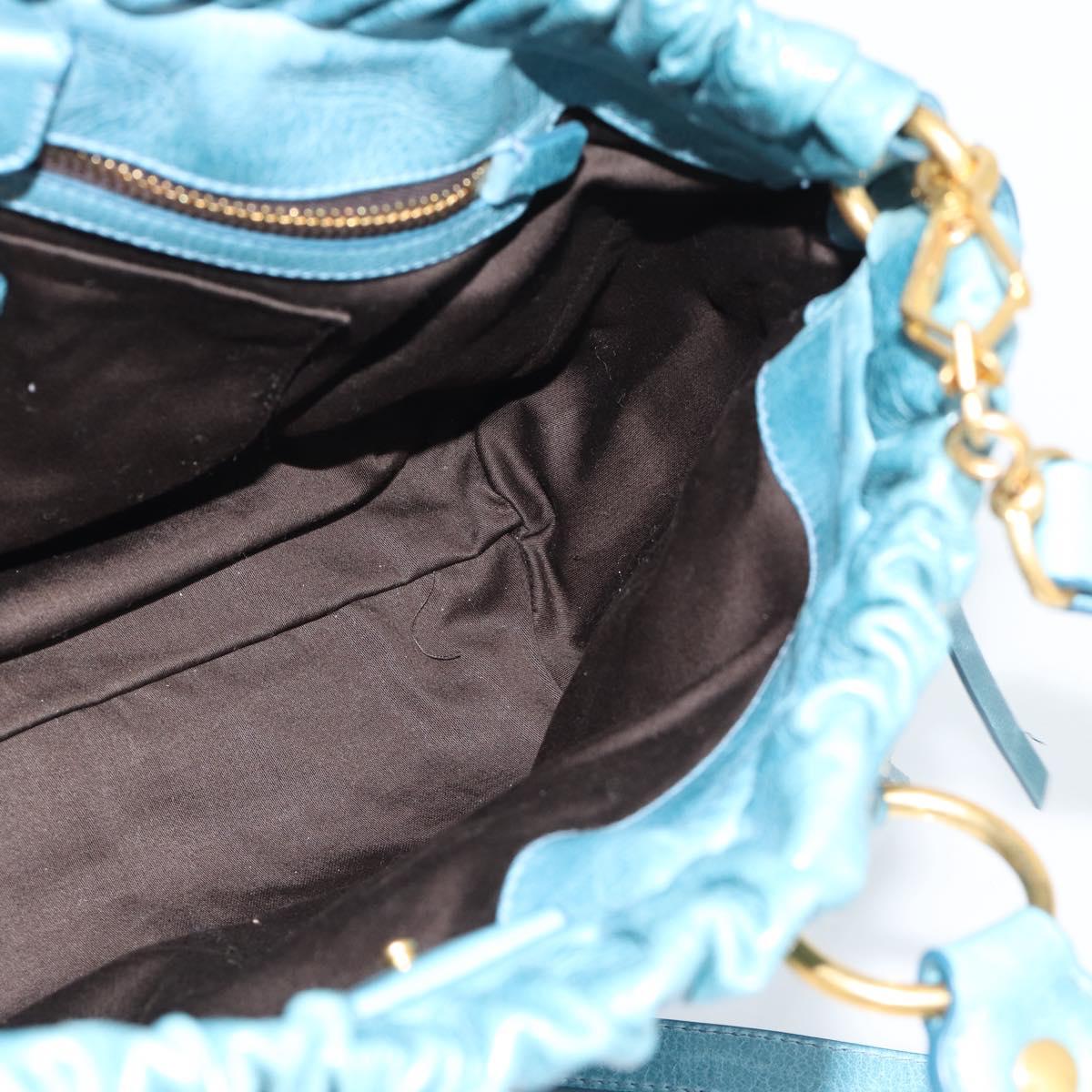 Miu Miu Hand Bag Leather 2way Blue Gold Auth 189047M