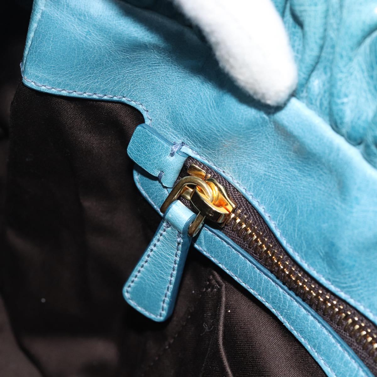 Miu Miu Hand Bag Leather 2way Blue Gold Auth 189047M