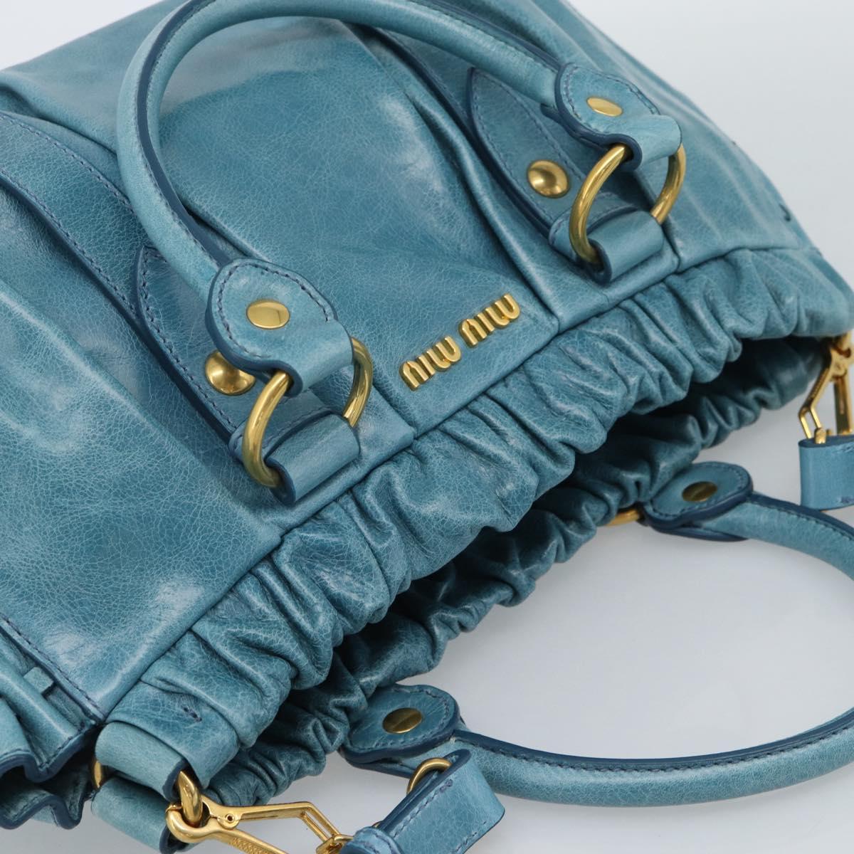 Miu Miu Hand Bag Leather 2way Blue Gold Auth 189047M