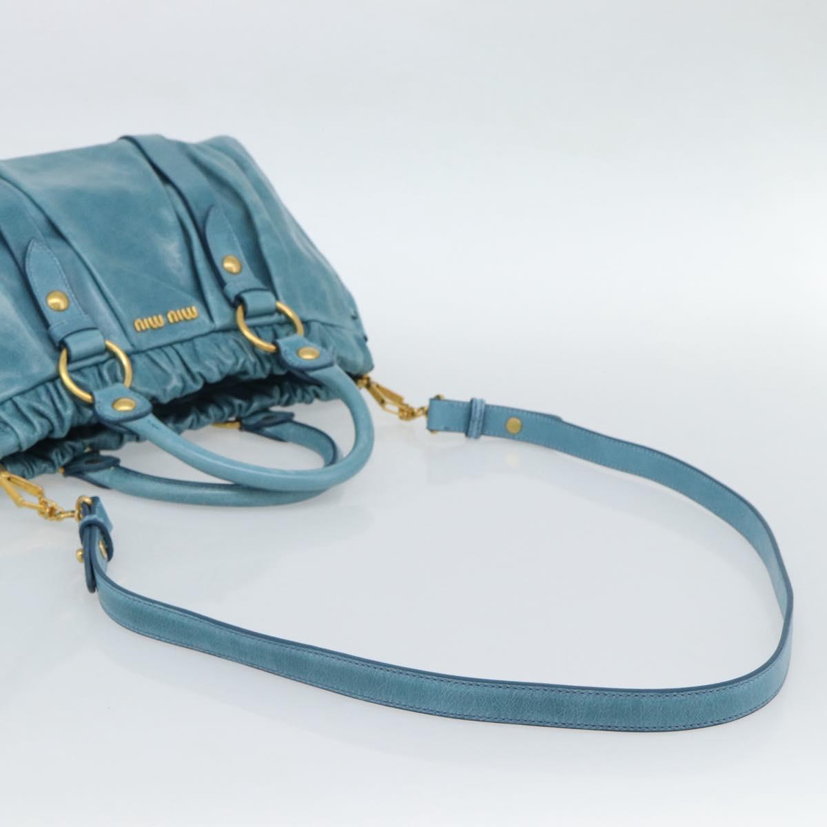 Miu Miu Hand Bag Leather 2way Blue Gold Auth 189047M