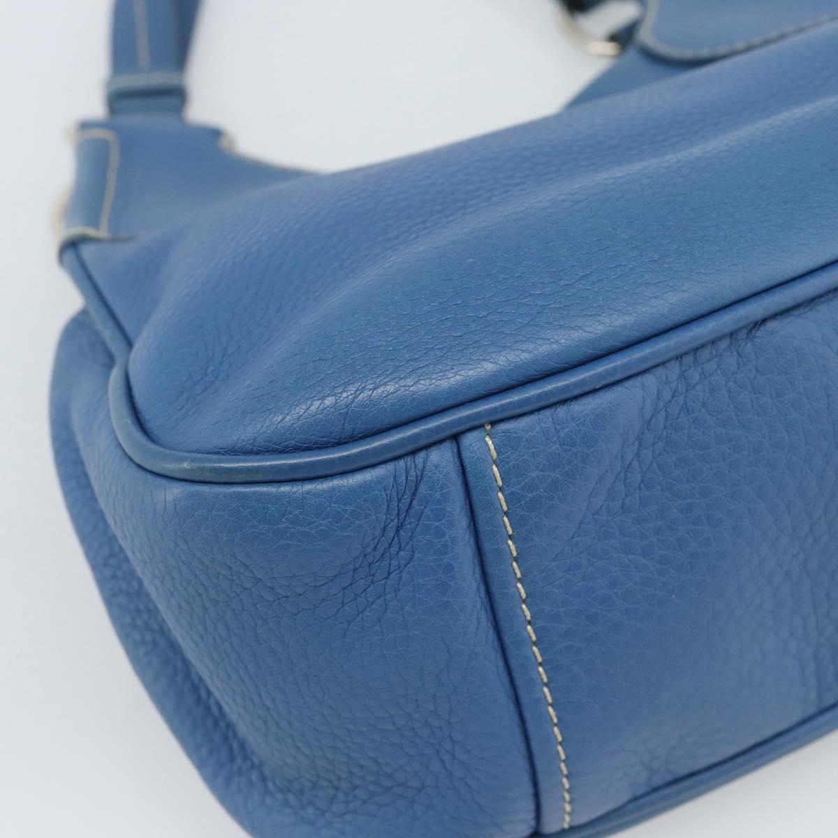 PRADA Hand Bag Vittero Dino Leather Blue Gold Auth 189048A