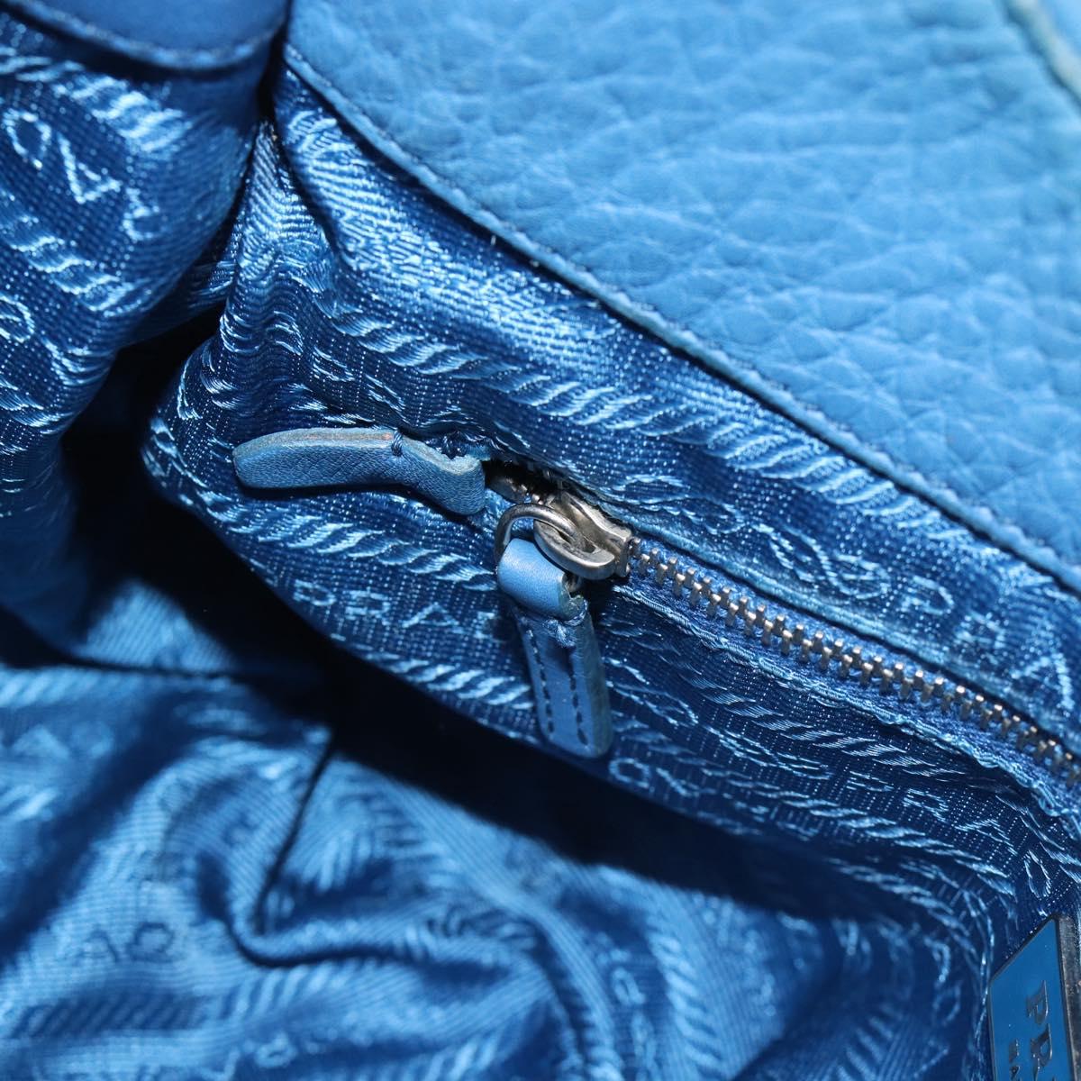 PRADA Hand Bag Vittero Dino Leather Blue Gold Auth 189048A