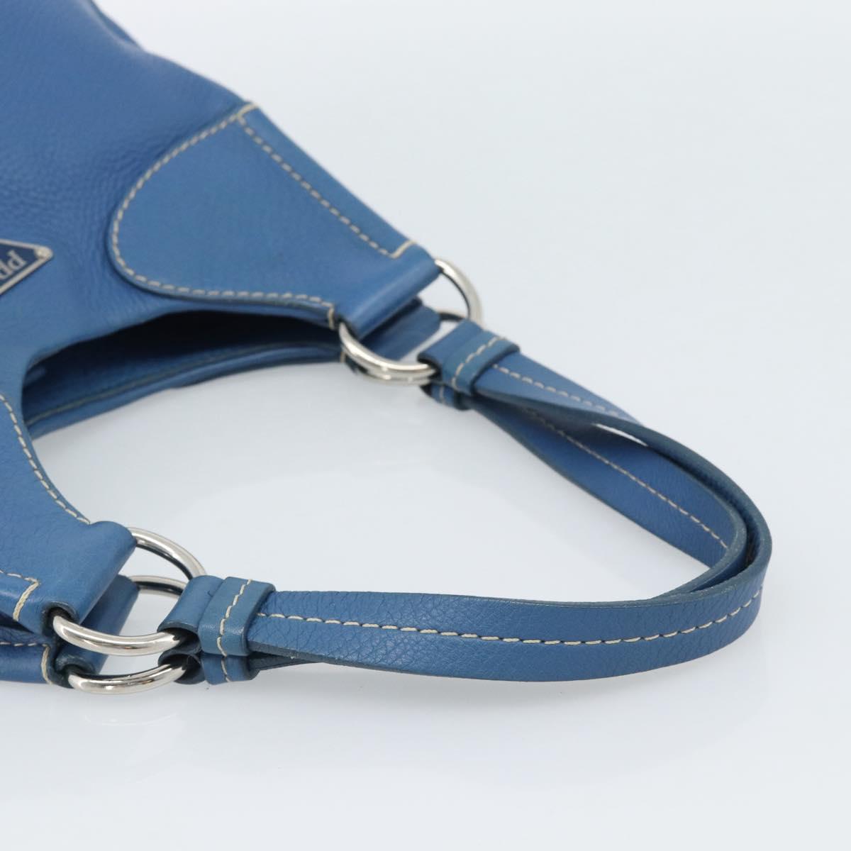 PRADA Hand Bag Vittero Dino Leather Blue Gold Auth 189048A