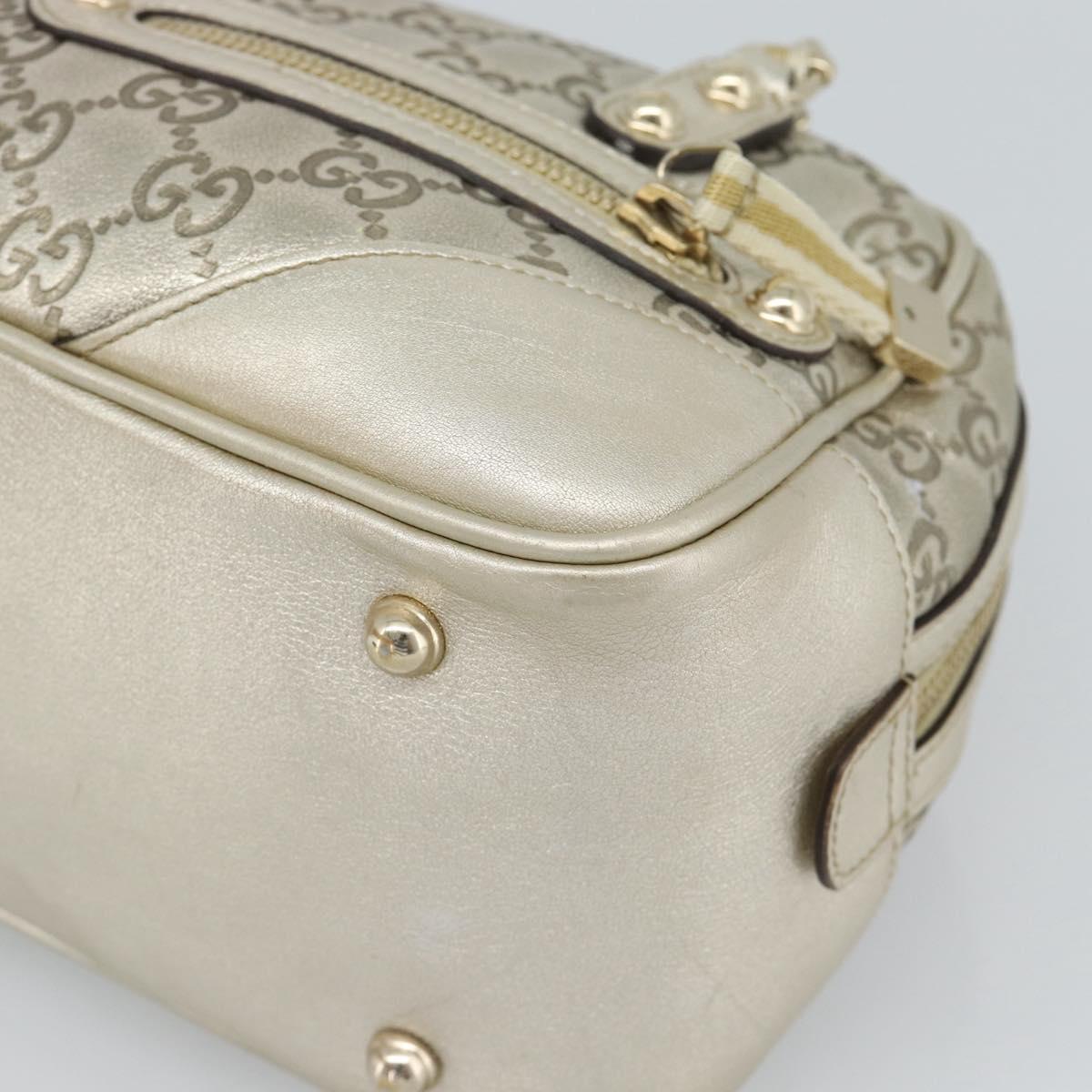 GUCCI GG Canvas Guccissima Shoulder Bag Leather Gold 152462 Auth 189052V