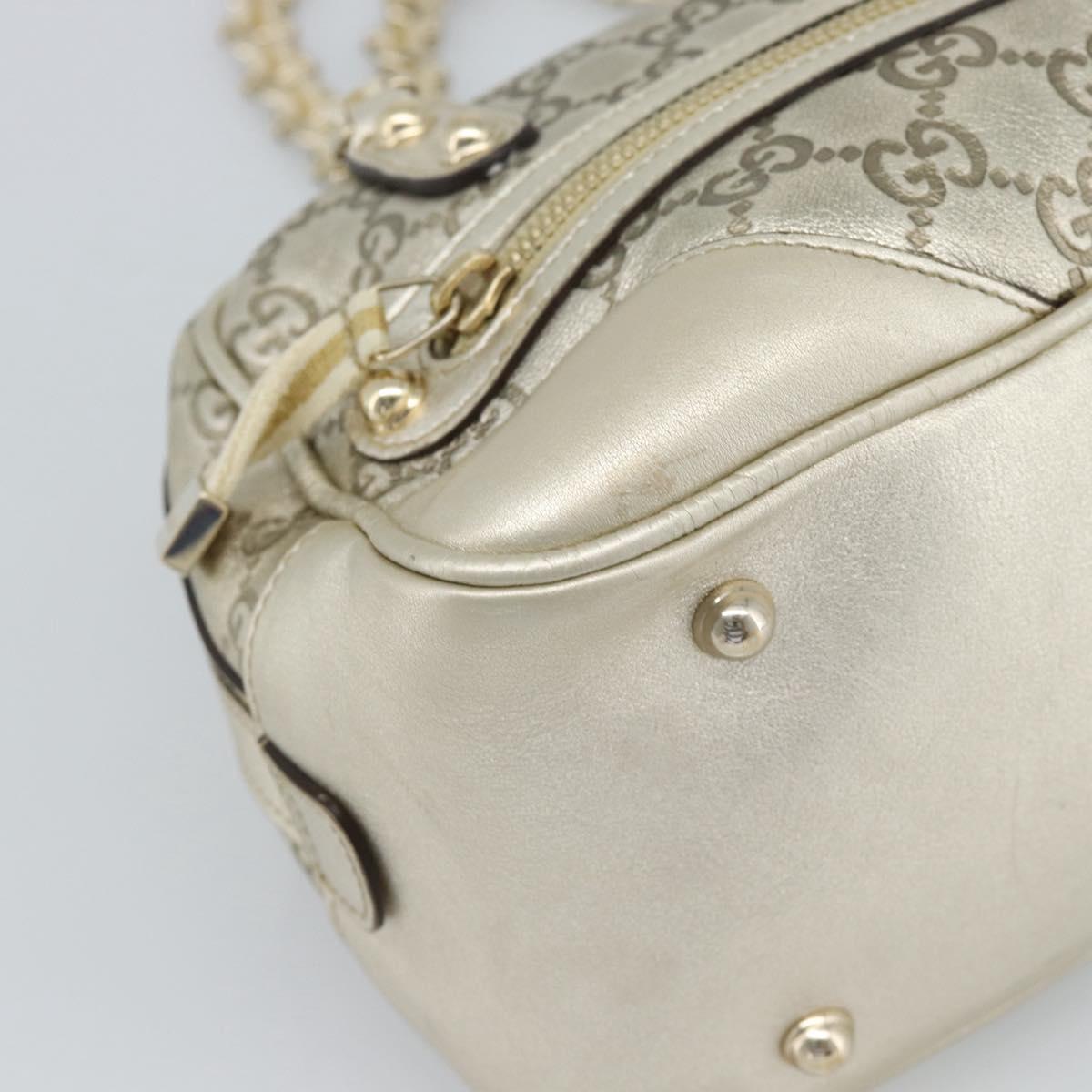 GUCCI GG Canvas Guccissima Shoulder Bag Leather Gold 152462 Auth 189052V