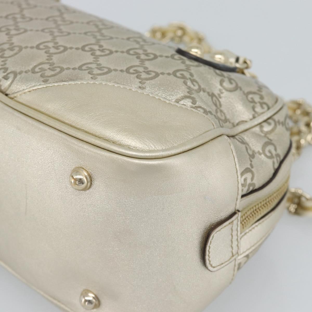 GUCCI GG Canvas Guccissima Shoulder Bag Leather Gold 152462 Auth 189052V
