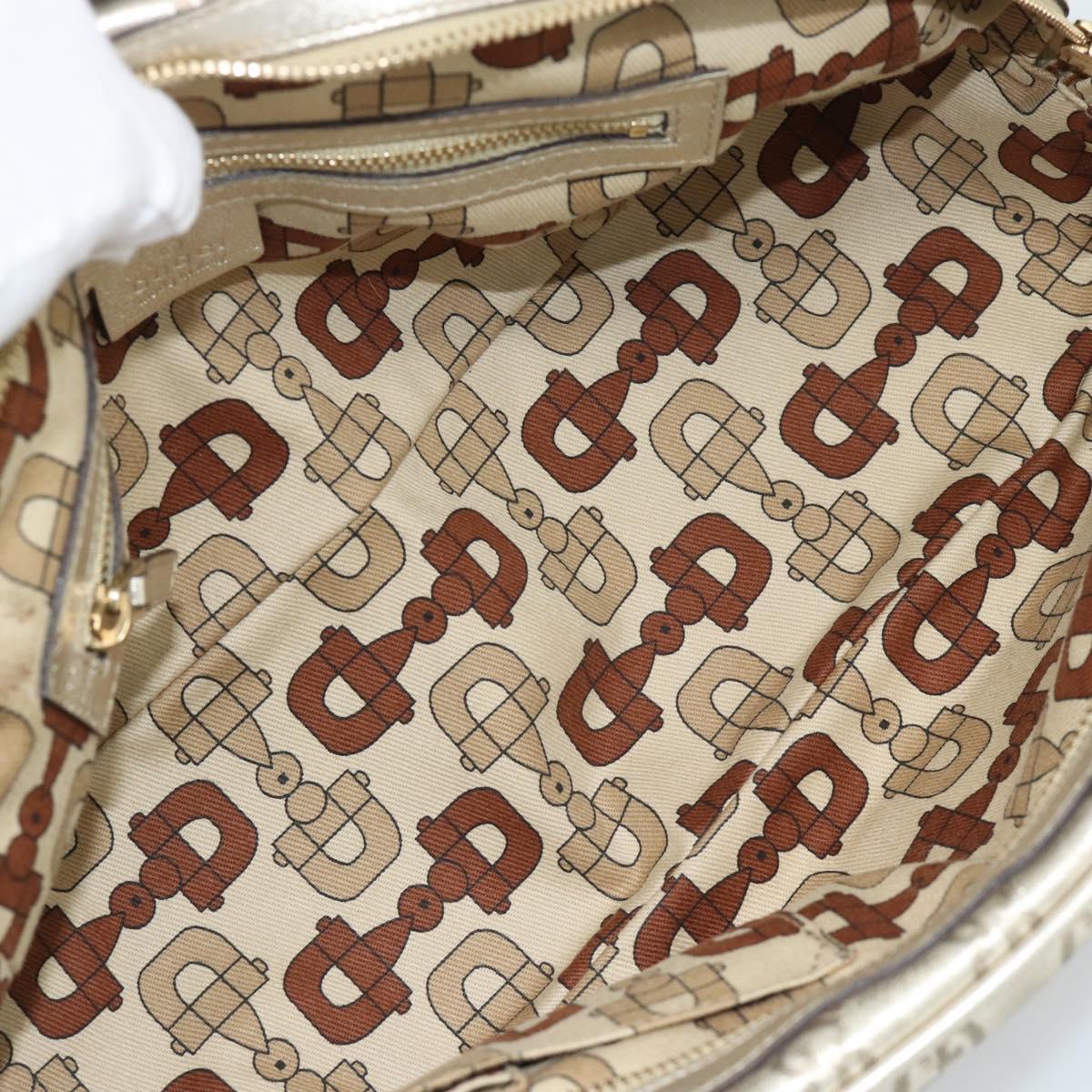 GUCCI GG Canvas Guccissima Shoulder Bag Leather Gold 152462 Auth 189052V