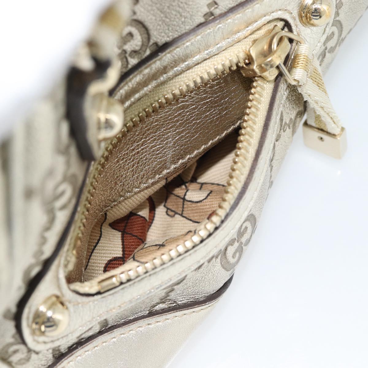 GUCCI GG Canvas Guccissima Shoulder Bag Leather Gold 152462 Auth 189052V