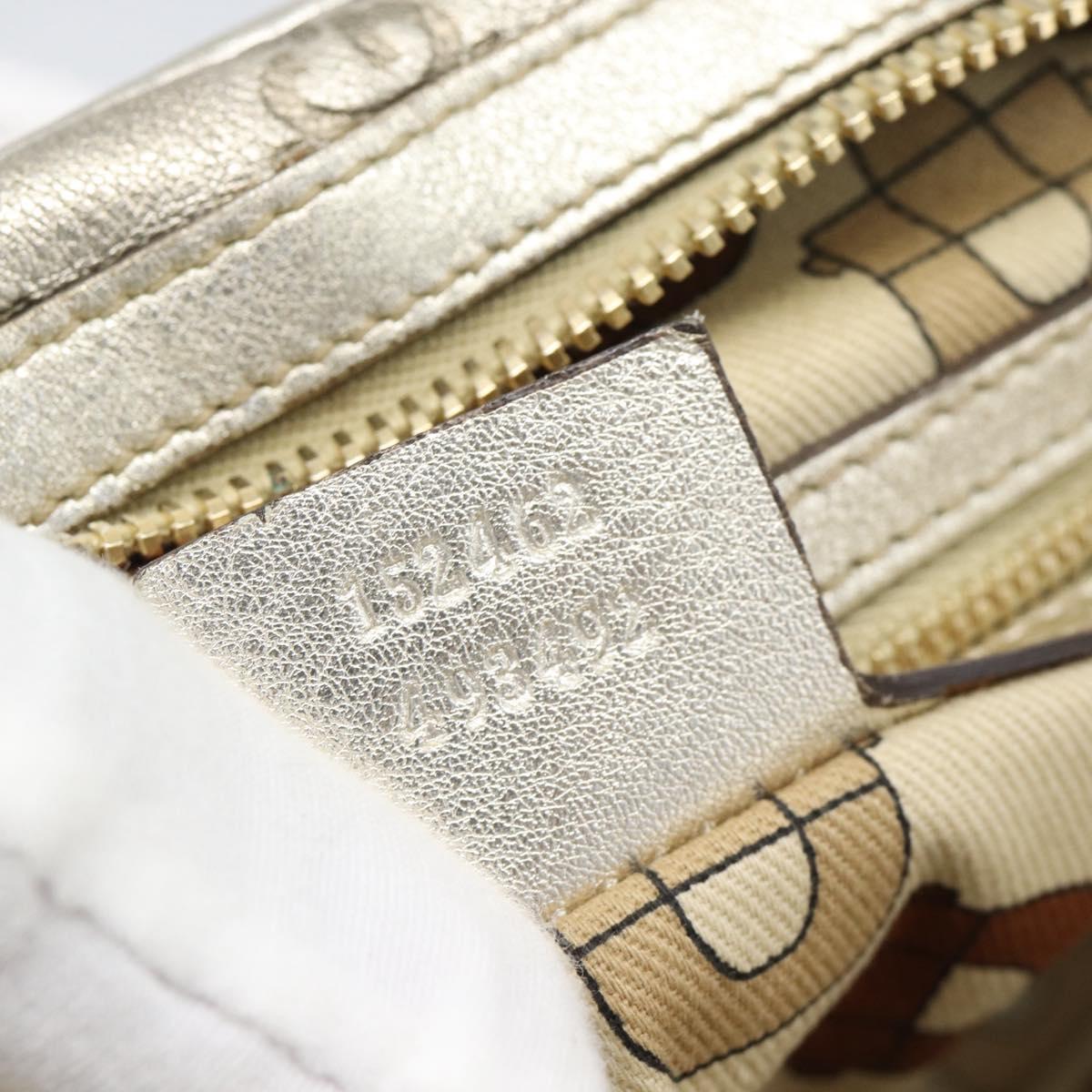 GUCCI GG Canvas Guccissima Shoulder Bag Leather Gold 152462 Auth 189052V
