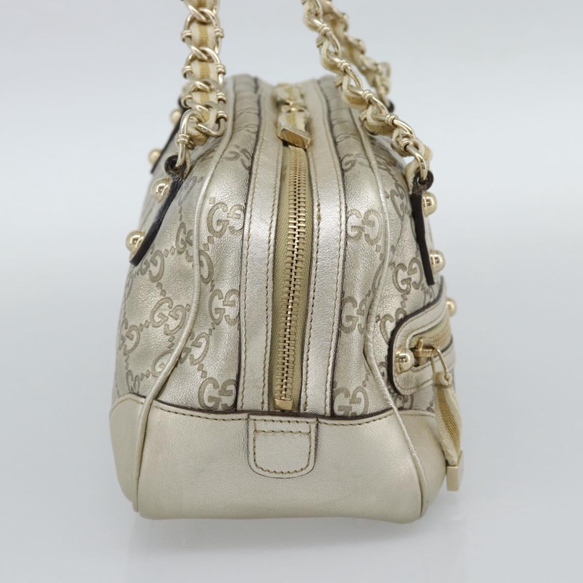 GUCCI GG Canvas Guccissima Shoulder Bag Leather Gold 152462 Auth 189052V