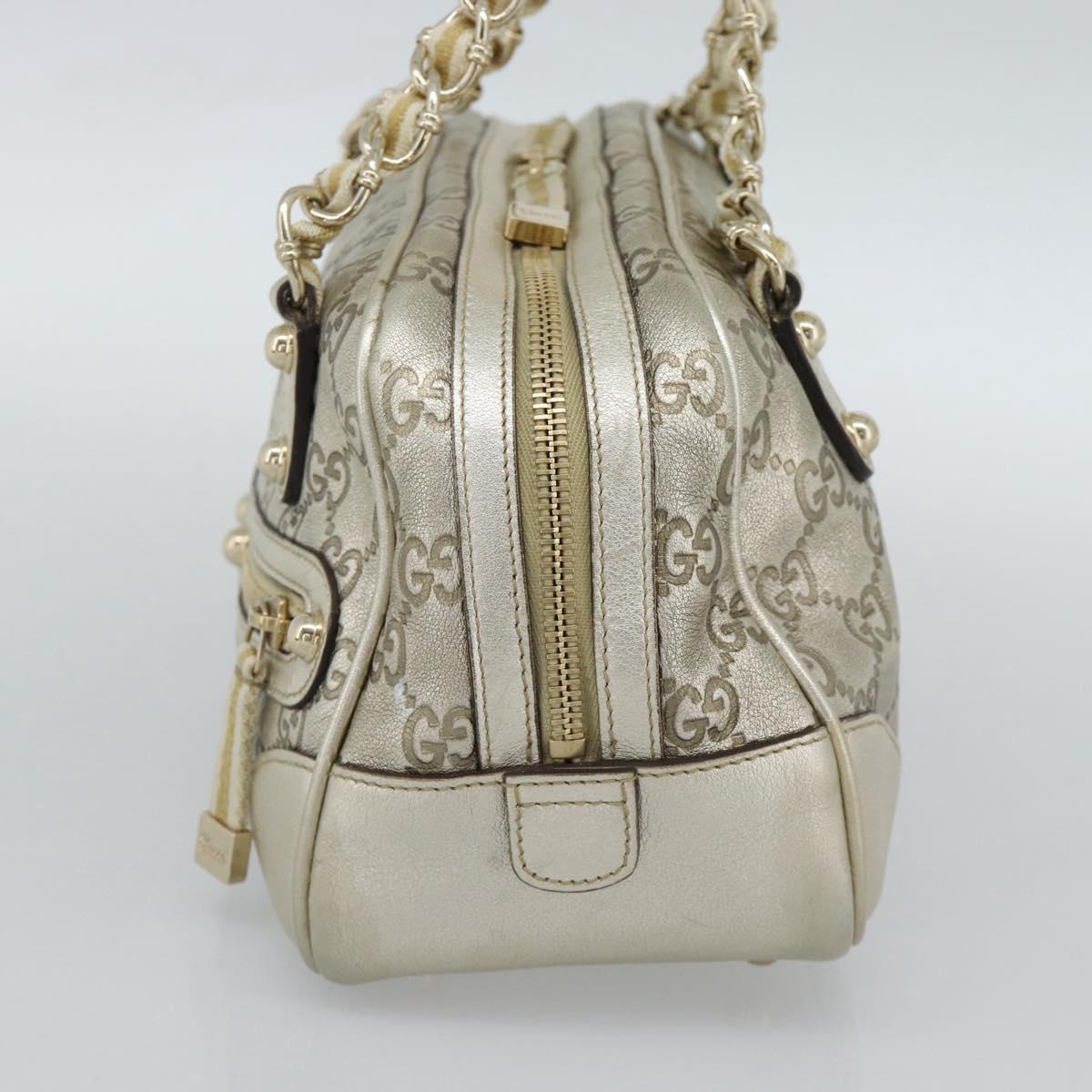 GUCCI GG Canvas Guccissima Shoulder Bag Leather Gold 152462 Auth 189052V