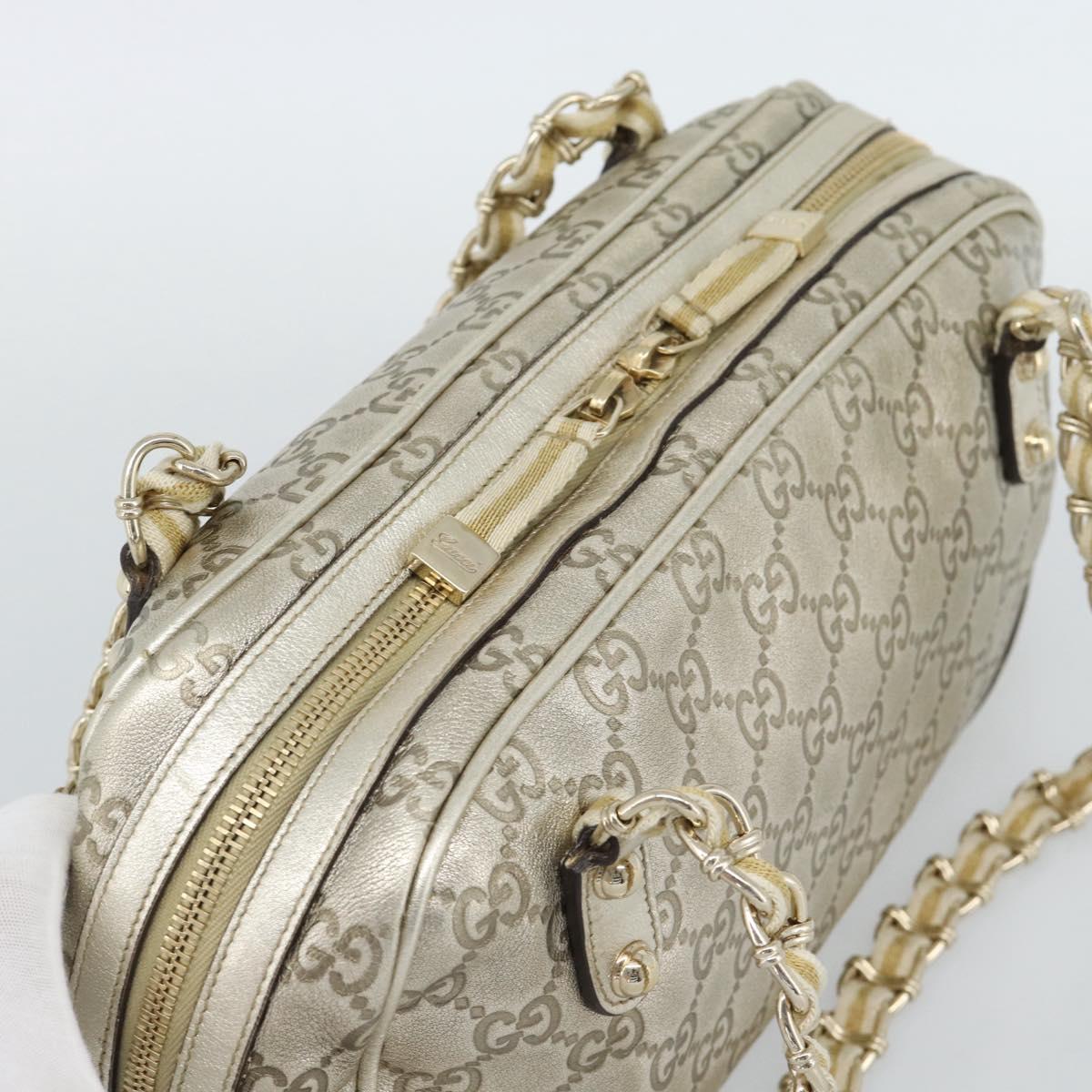 GUCCI GG Canvas Guccissima Shoulder Bag Leather Gold 152462 Auth 189052V